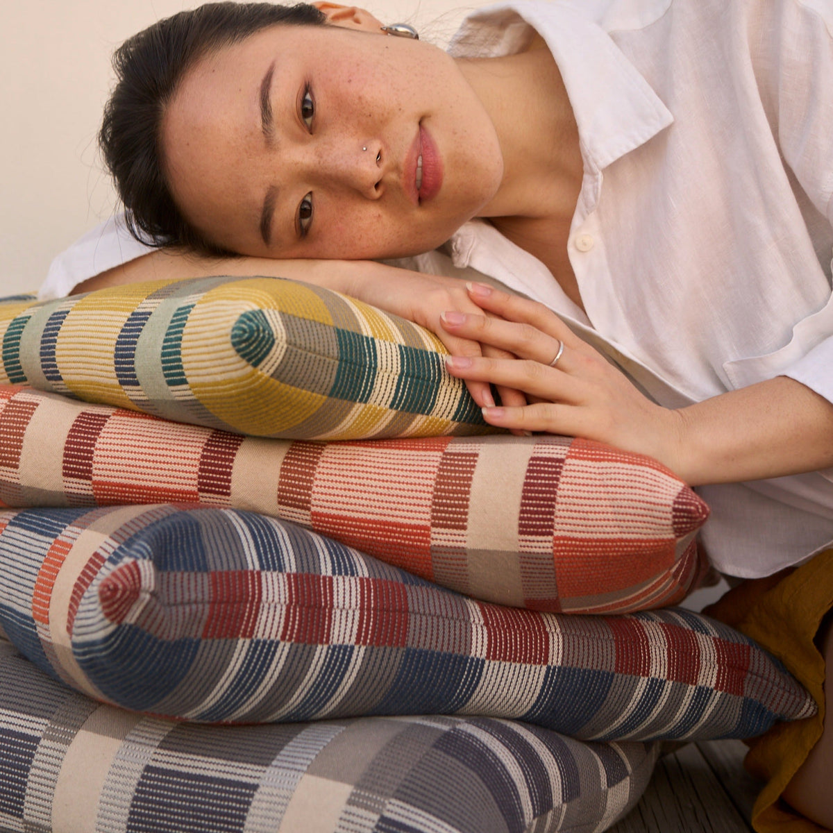 Skipping Block Pillow Cover- Maypole (filled)