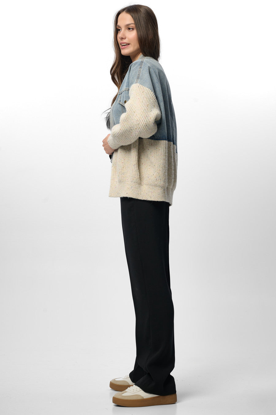 Denim and Grey Combo Jacket - Denim