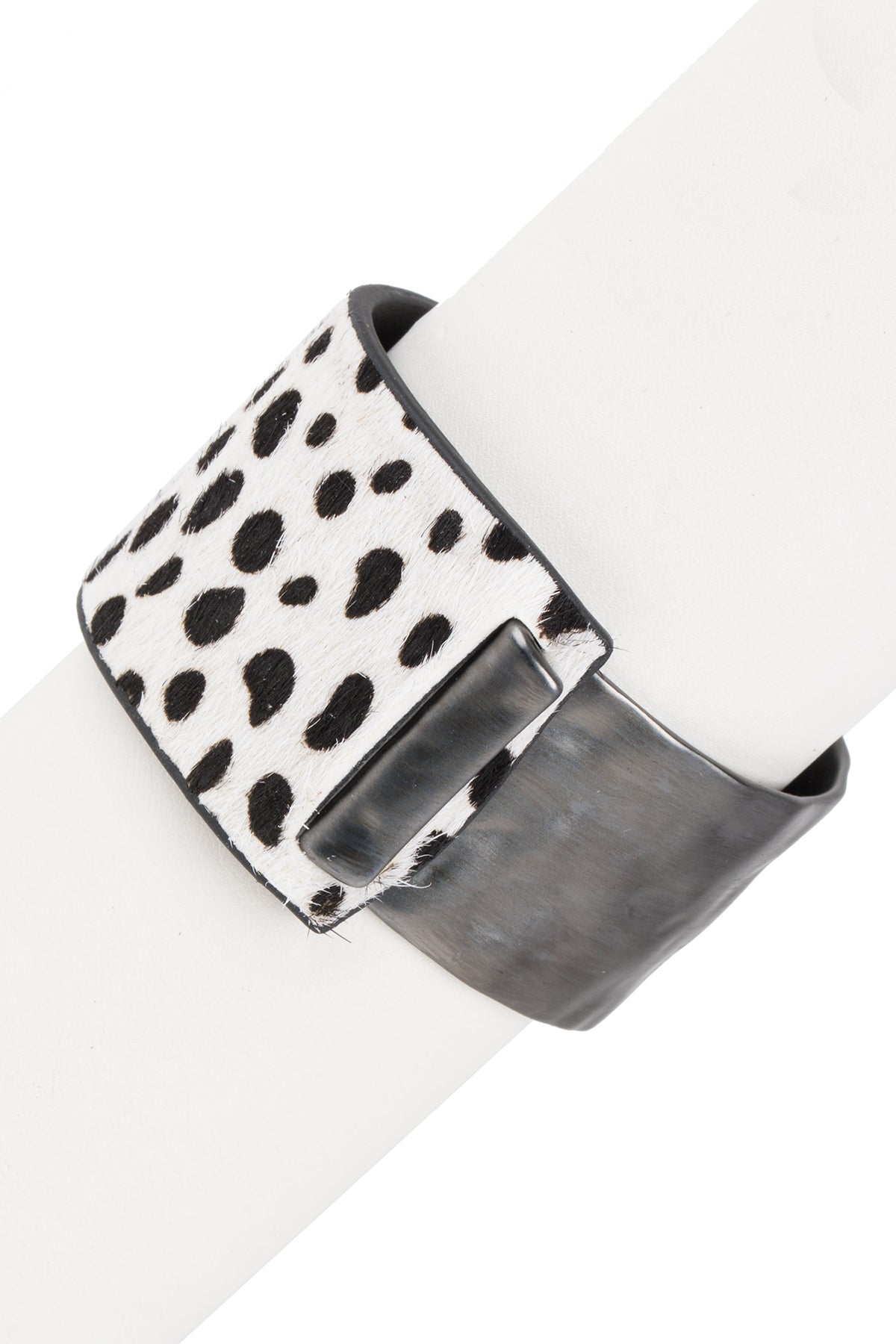 Leather Metal Duo Bracelet - Dark Gray