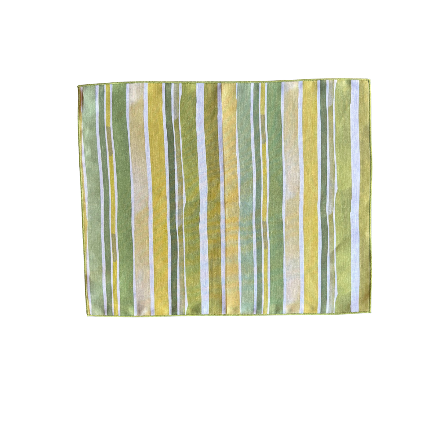 Lagos Stripe linen placemat styled on colorful dining table - Goldie Home