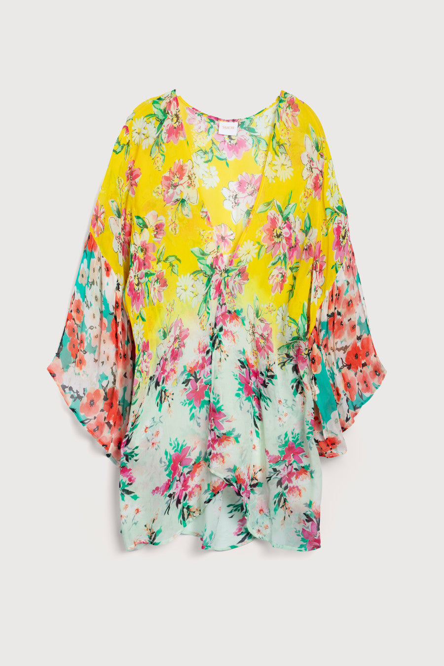 Mystical Garden Ruffle Sleeve Kimono - Yellow