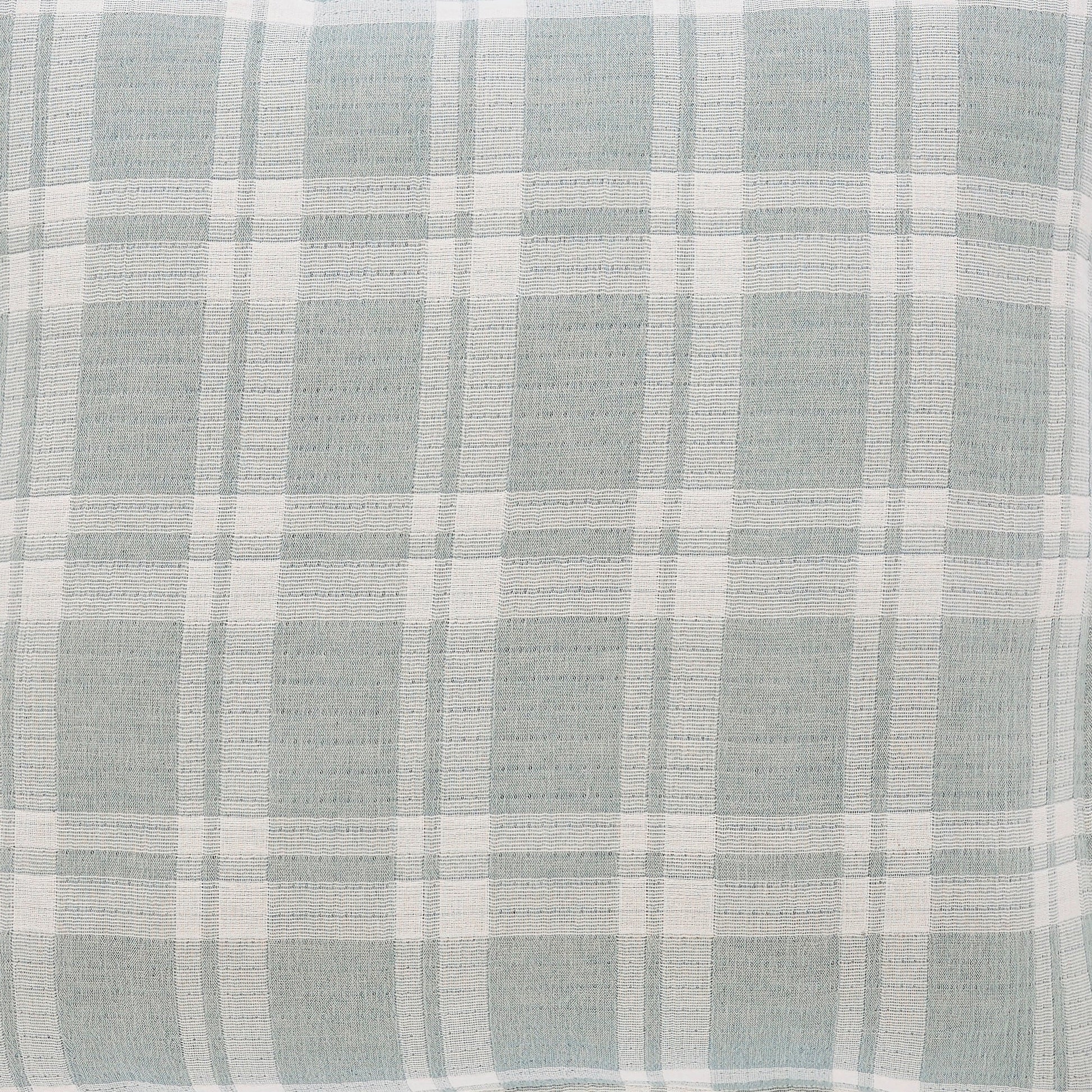 TP-119-1640_4|Mint green and white plaid pillow cover featuring a refreshing grid design. Soft, inviting fabric for bed or accent pillows, perfect for relaxation.