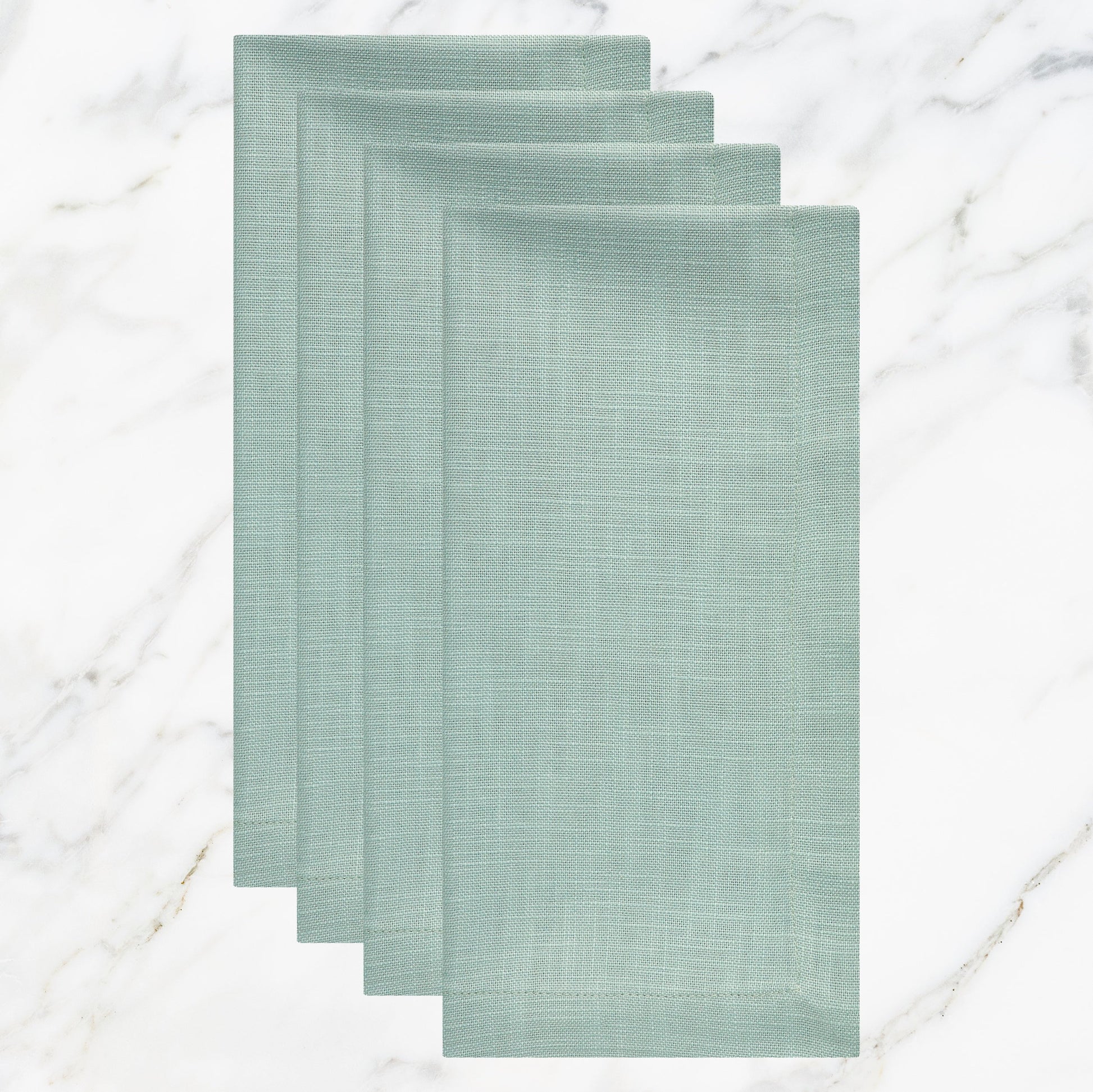 NP-4811-2020_1|Set of 4 seafoam green reusable linen blend dinner napkins. Perfect for elegant dining table settings and daily use, easy care.