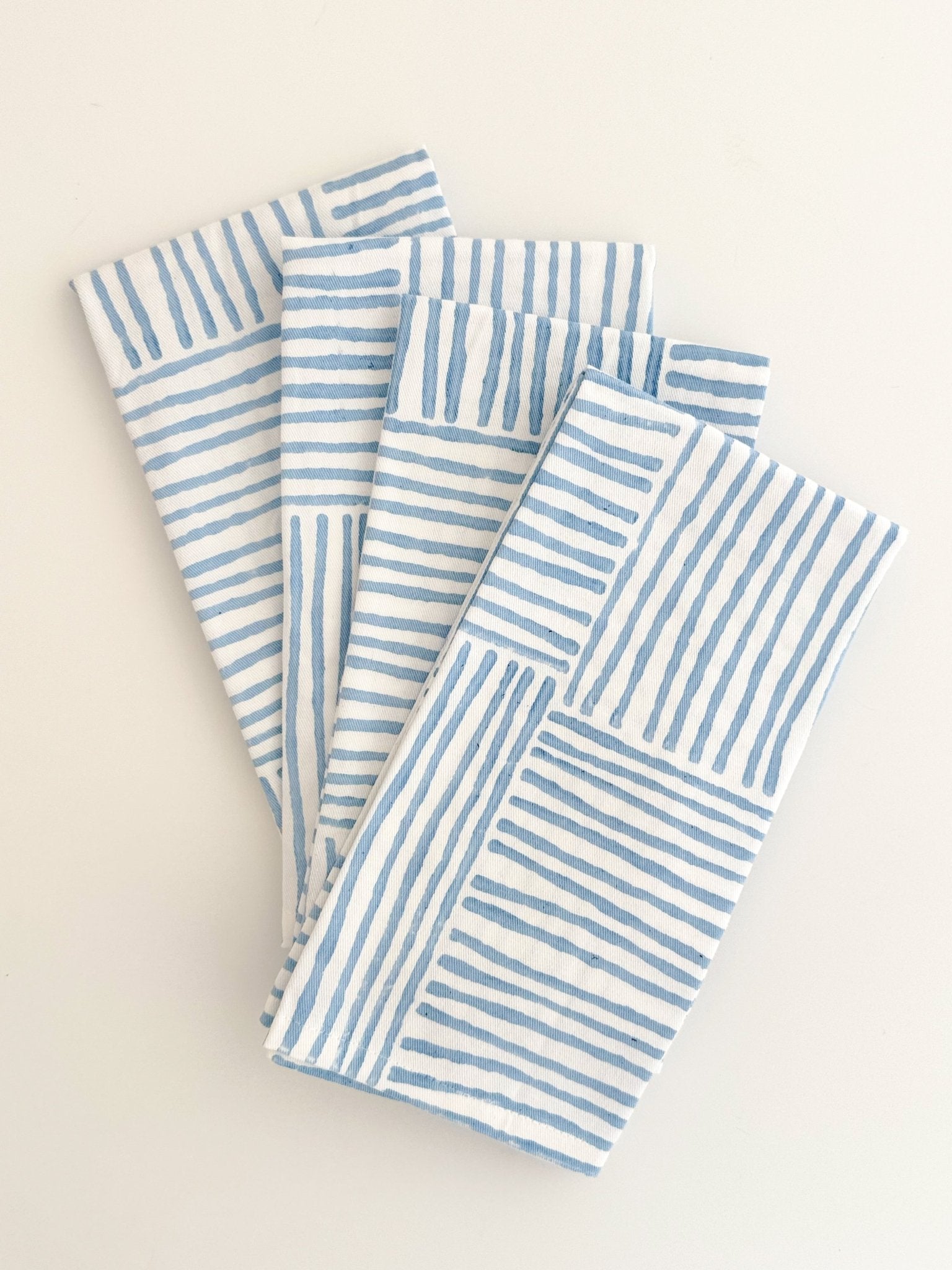 Organic Napkins (set of 4) - Stripe, Uniform Blue - The Mended Company