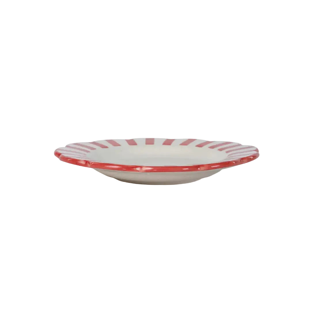 Ceramic Stripe Salad Plate, Red 8.25x8.25x1.25 Inches - Casa Amarosa