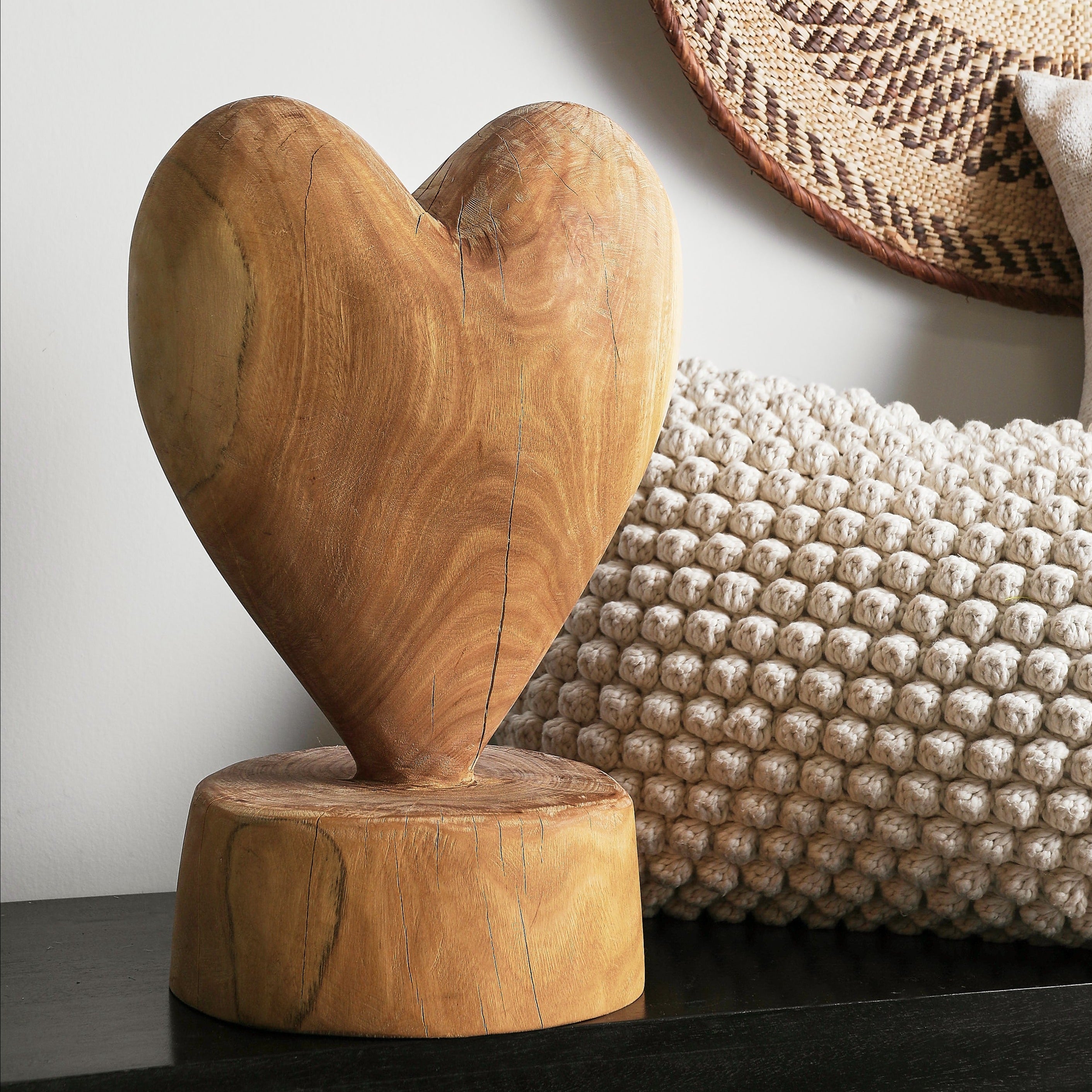 Heart on a Pedestal Eucalyptus Wood Sculpture