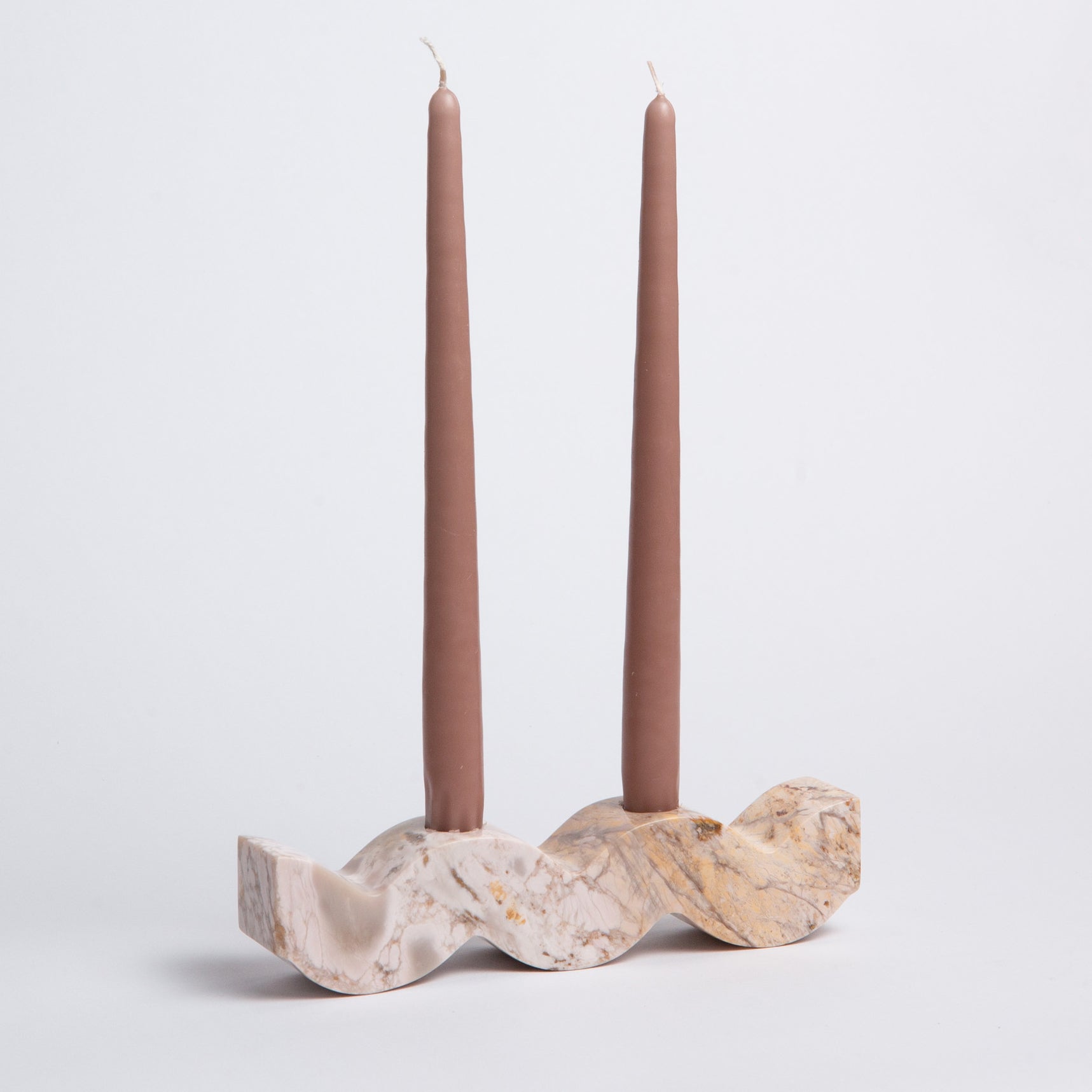 Wavy gemstone candelabra - Creamy Soapstone. Perfect for Hanukkah celebrations