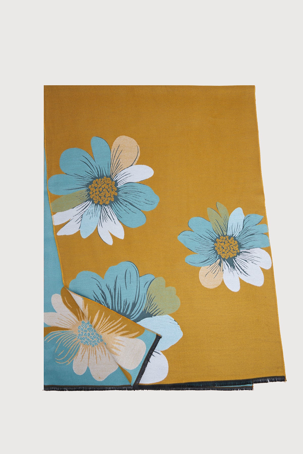 Fresh Floral Reversible Scarf - Goldenrod