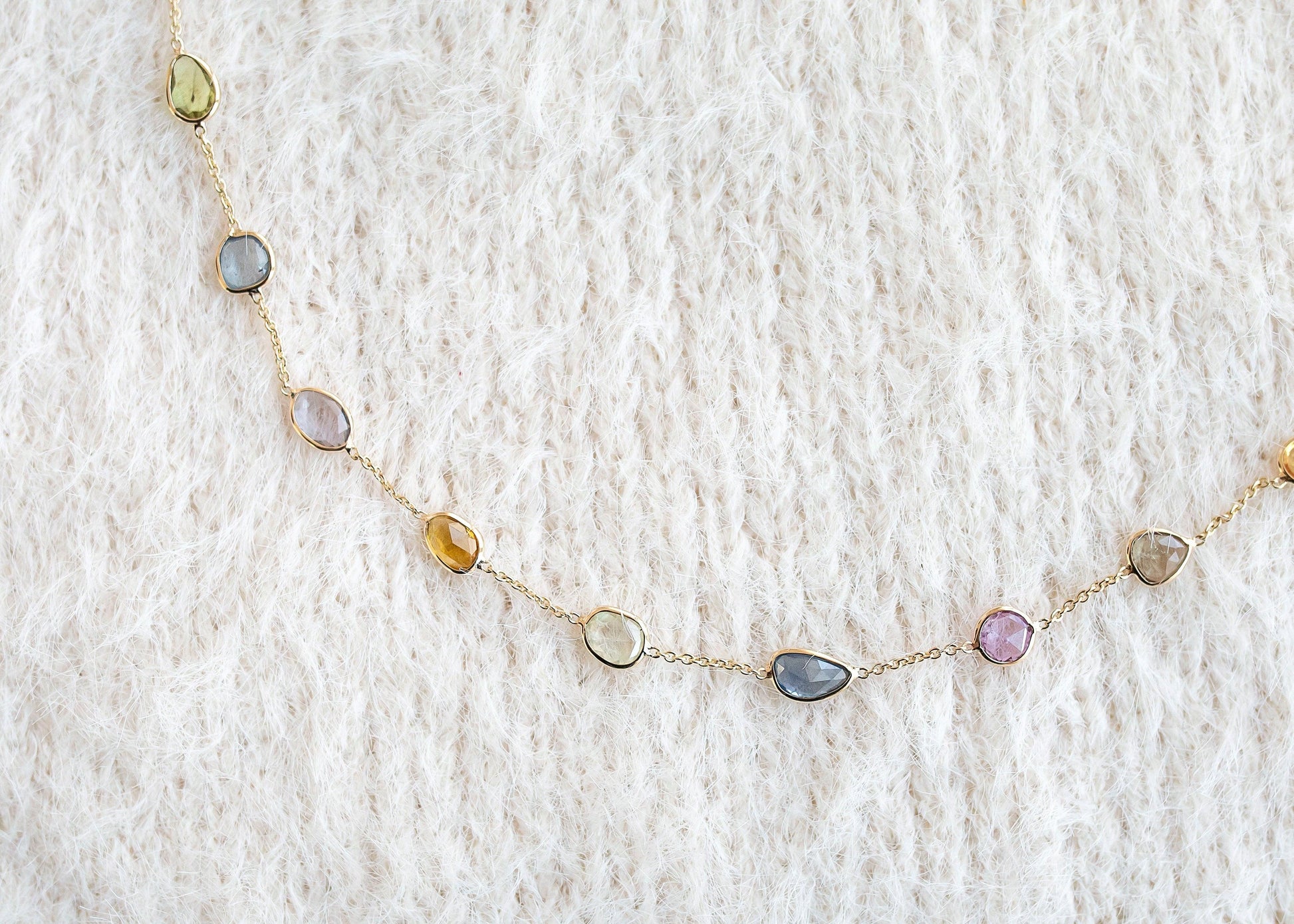 Rainbow Radiance minimal everyday fine jewelry in solid gold and sterling 925 silver with natural gemstones.
