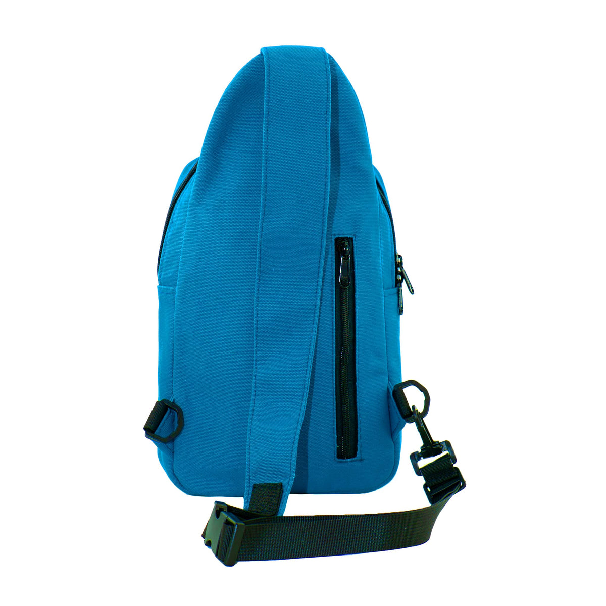 Umoja canvas sling bag in Zilly Blue worn crossbody #color_zilly-blue