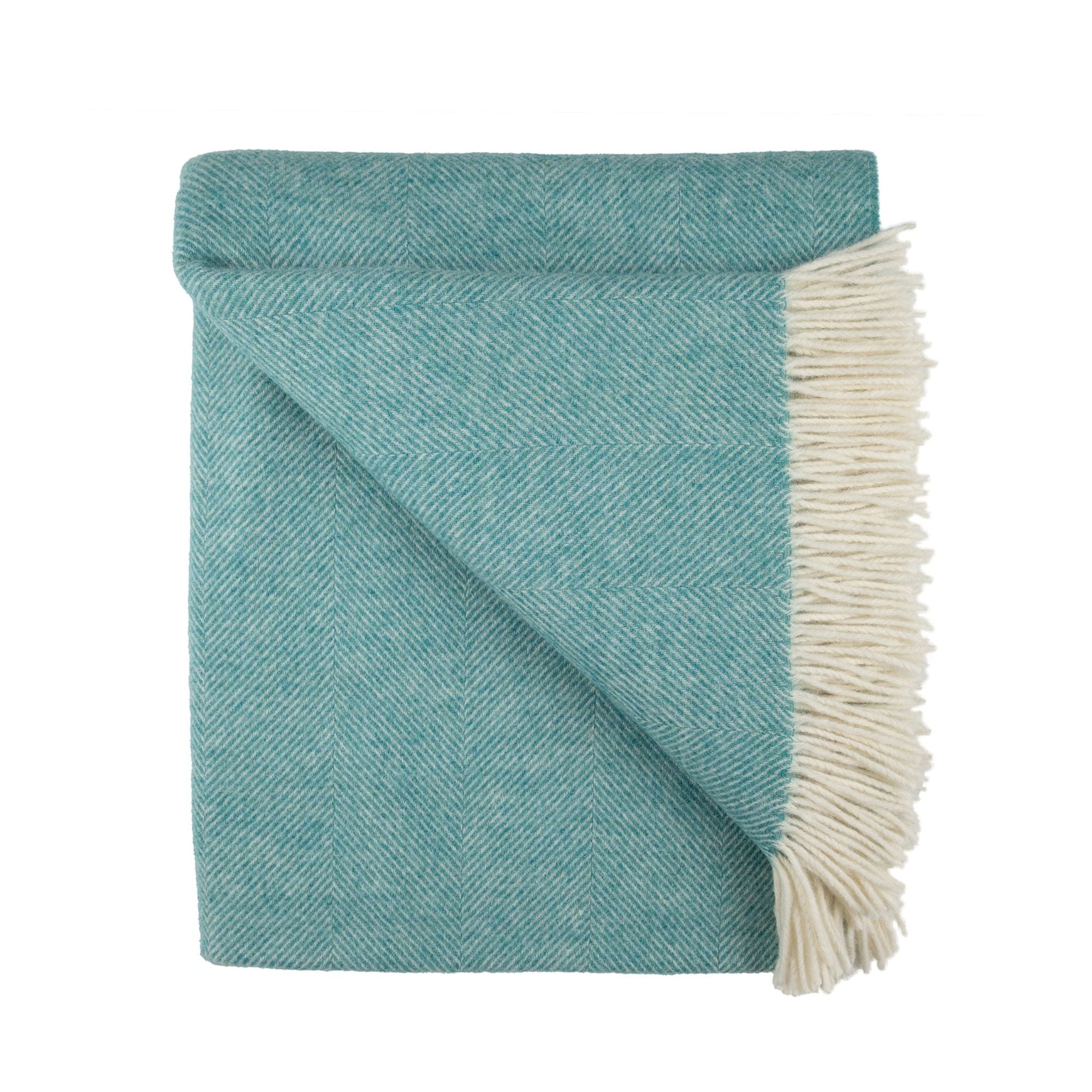 Southampton Home Merino Wool Herringbone Throw (Emerald)