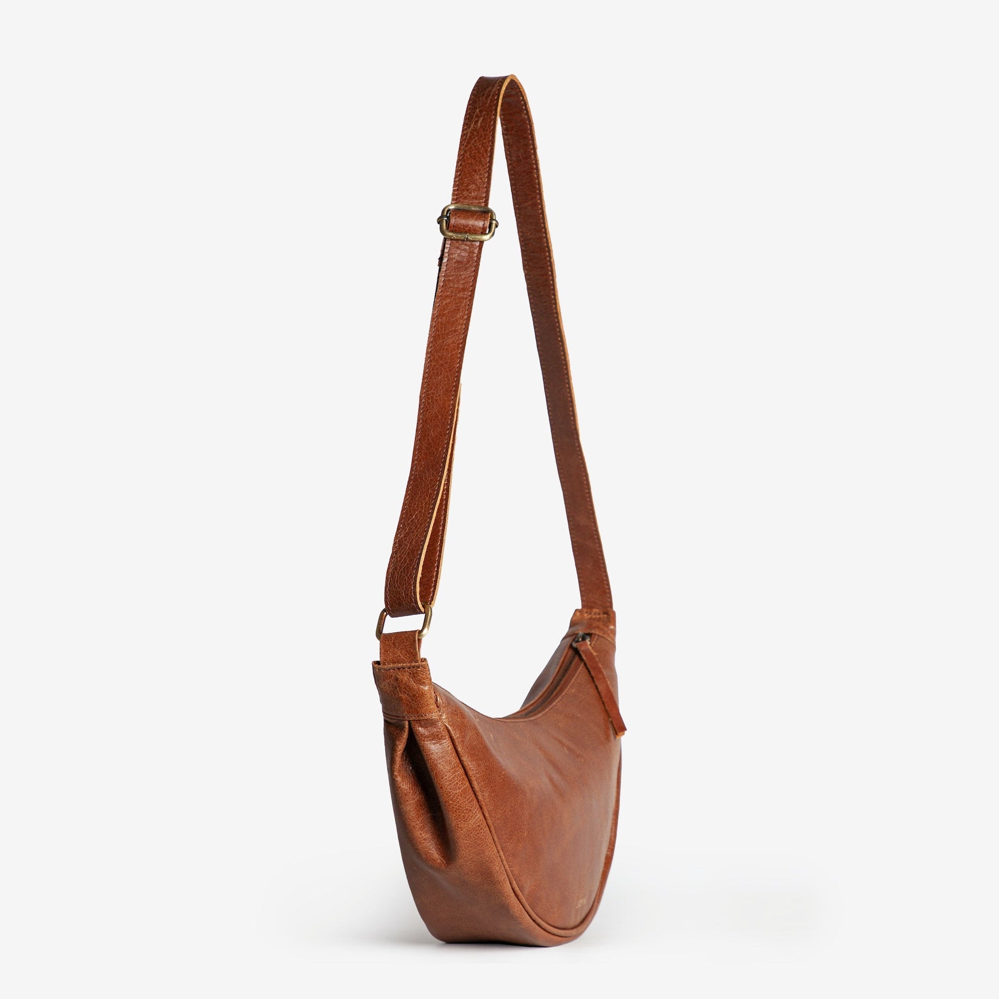 Leather Moon Sling Bag - Vintage Brown - JOYN
