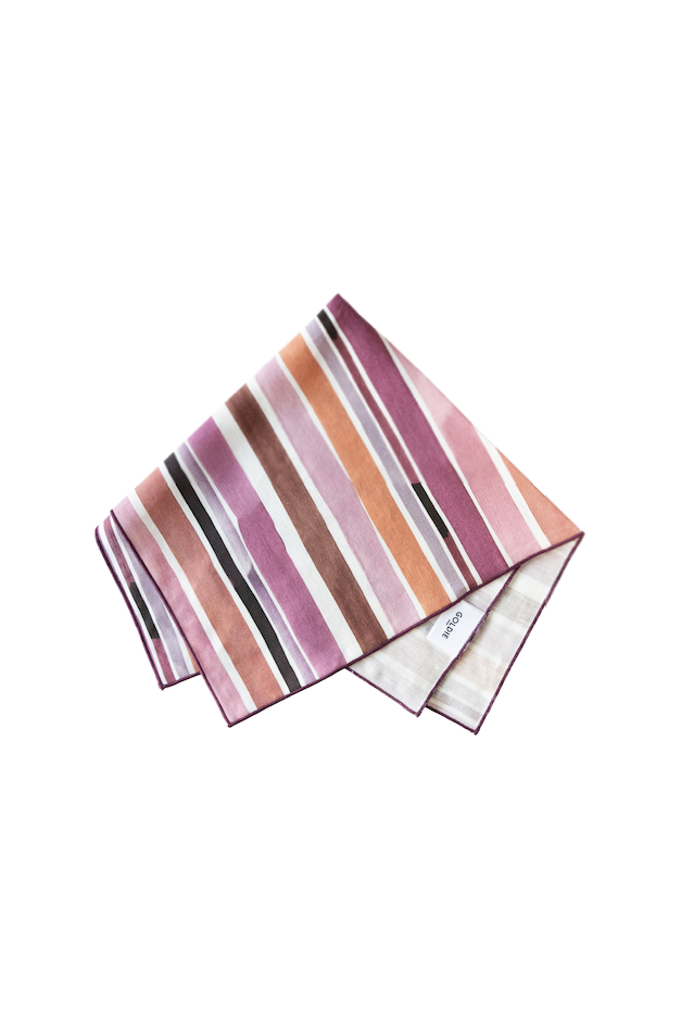Lisbon Stripe linen dinner napkin set of 4 styled on dinner table - Goldie Home