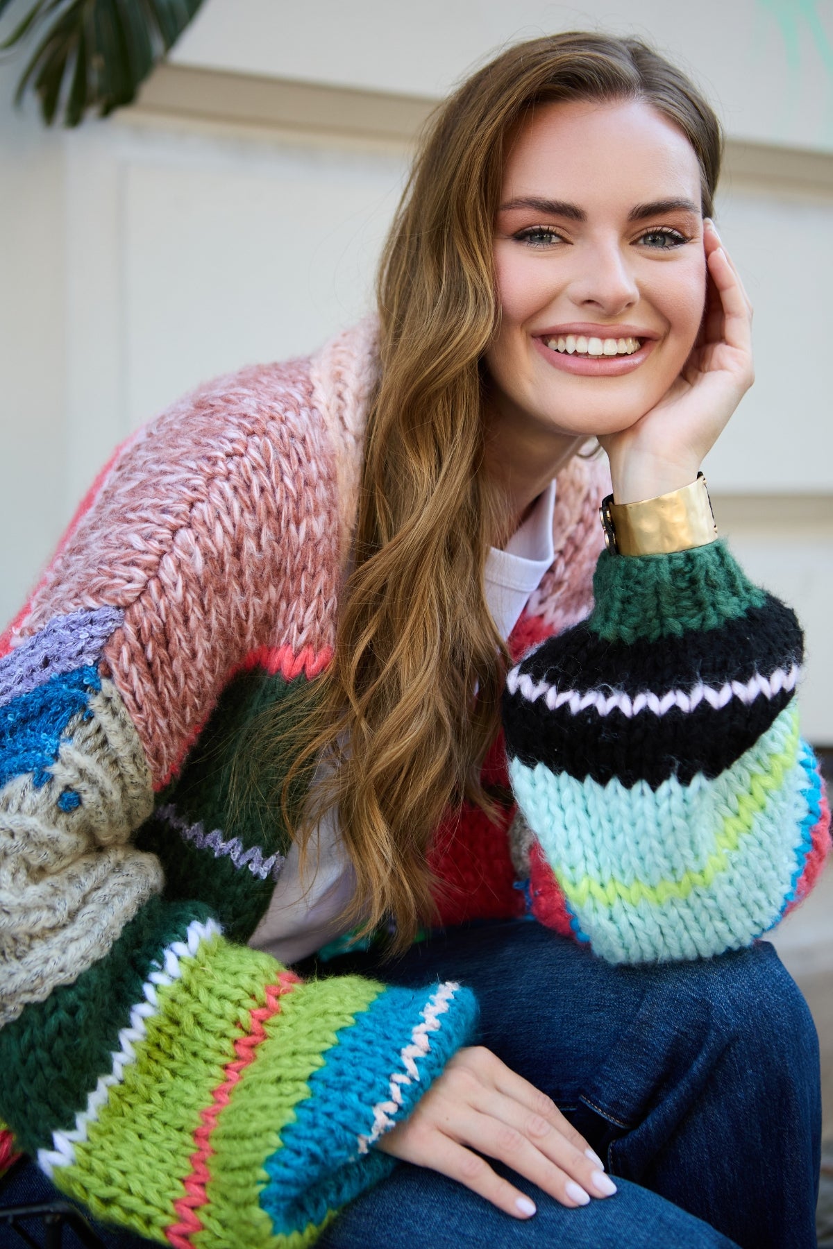 Knitted Rainbow Multitoned Cardigan - Multi