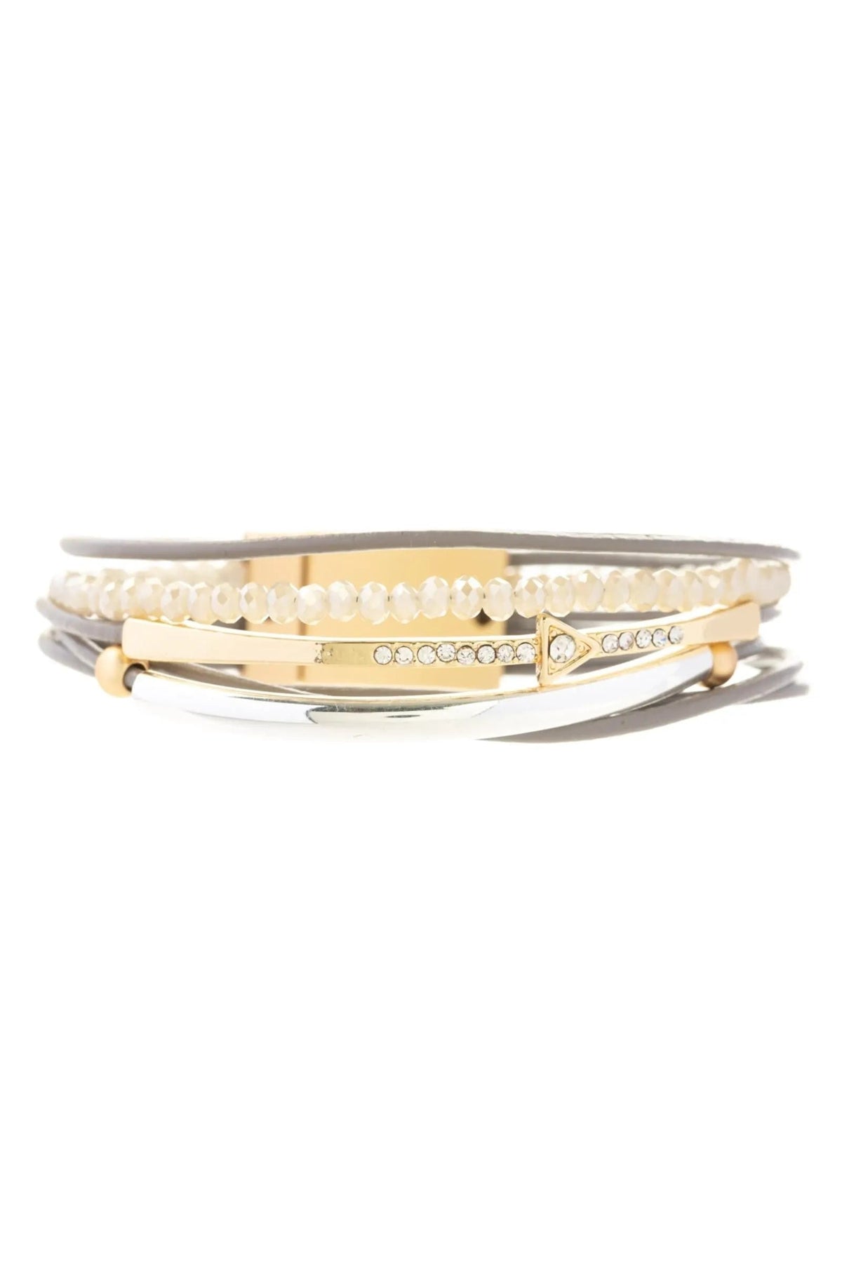 Golden Arrow Leather Bracelet Gray