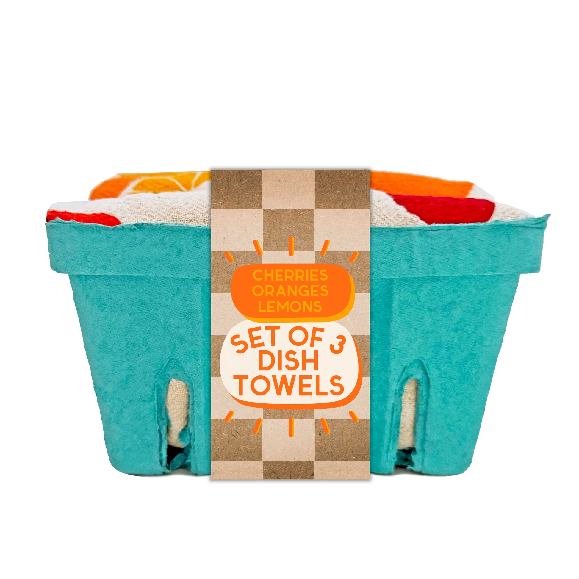 Cherry, orange, and lemon dish towels