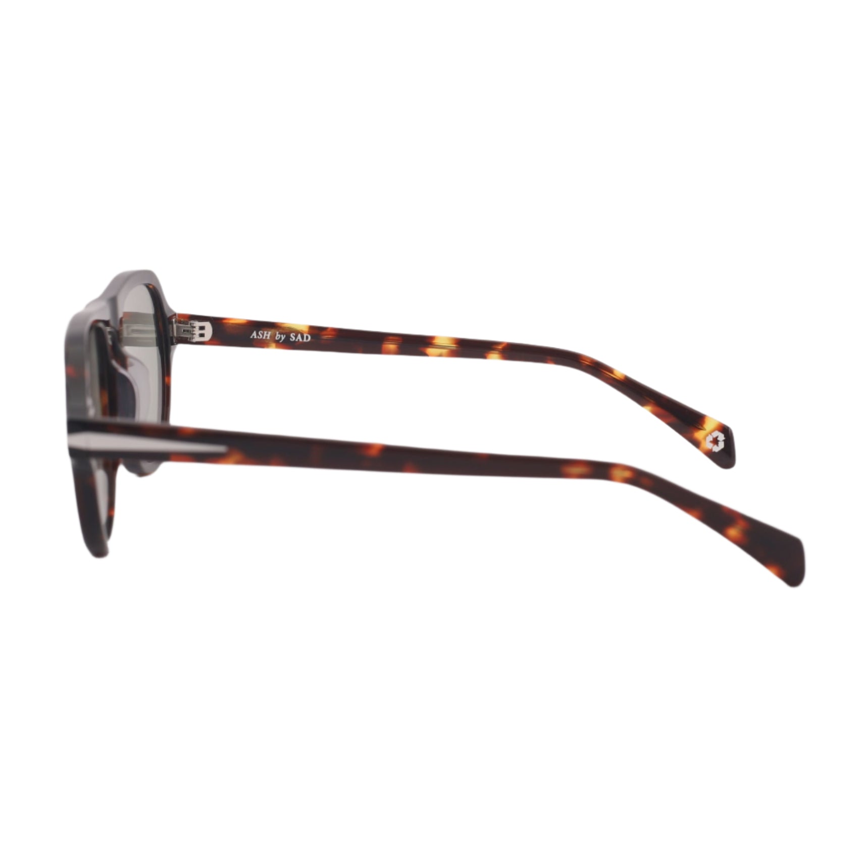 SAD Eyewear Ash premium square sunglasses in tortoiseshell with tinted olive UV protection lenses