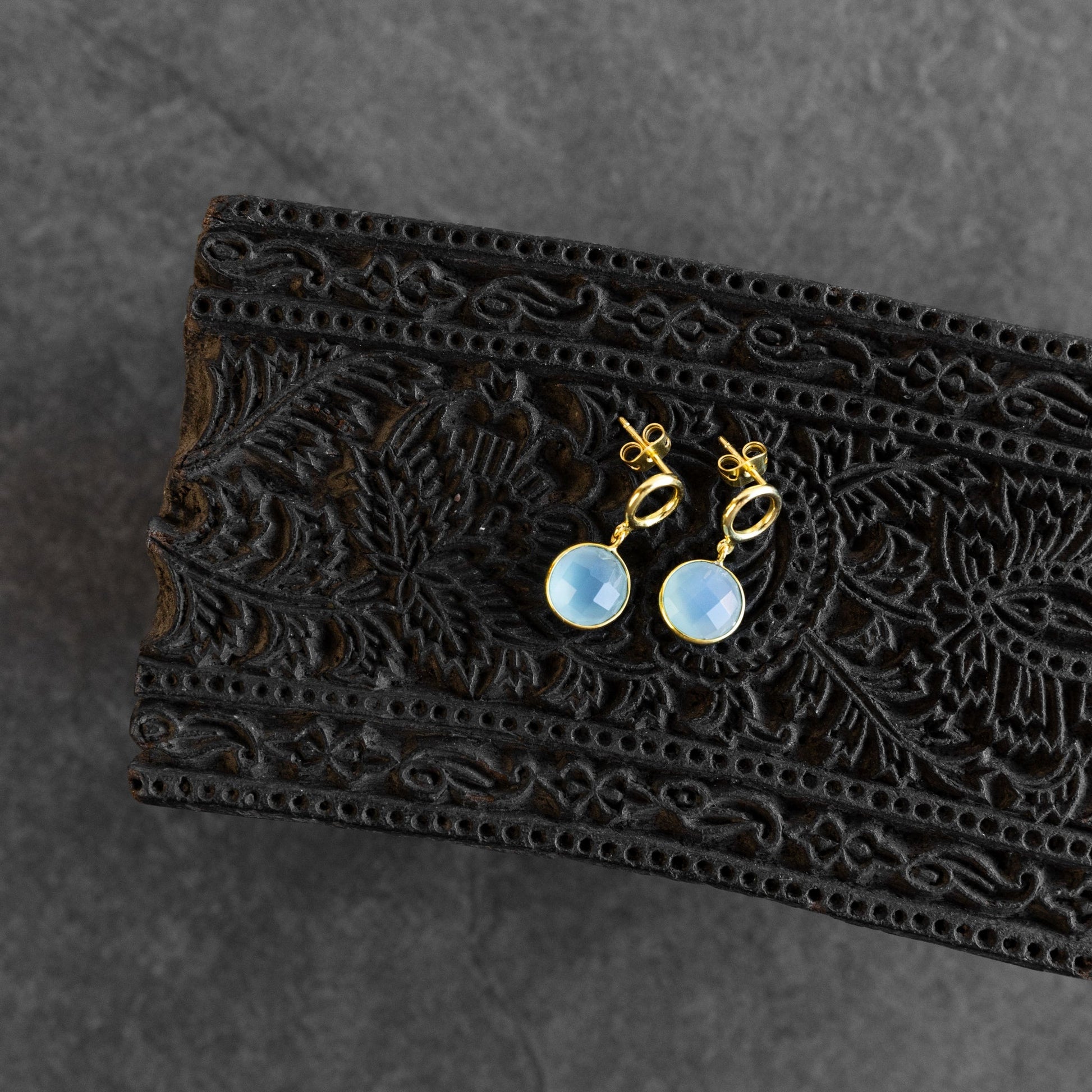 Sona Chalcedony Blue Gem Drop Earrings - Ten Thousand Villages