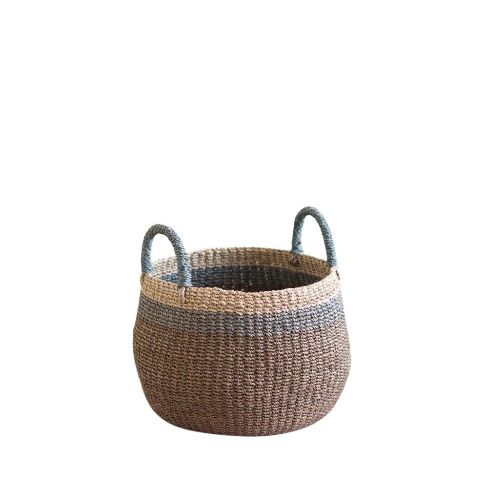 Baskets - Brown Tabletop Bulge Basket with Handle - Catch-all Basket | LIKHÂ - LIKHÂ