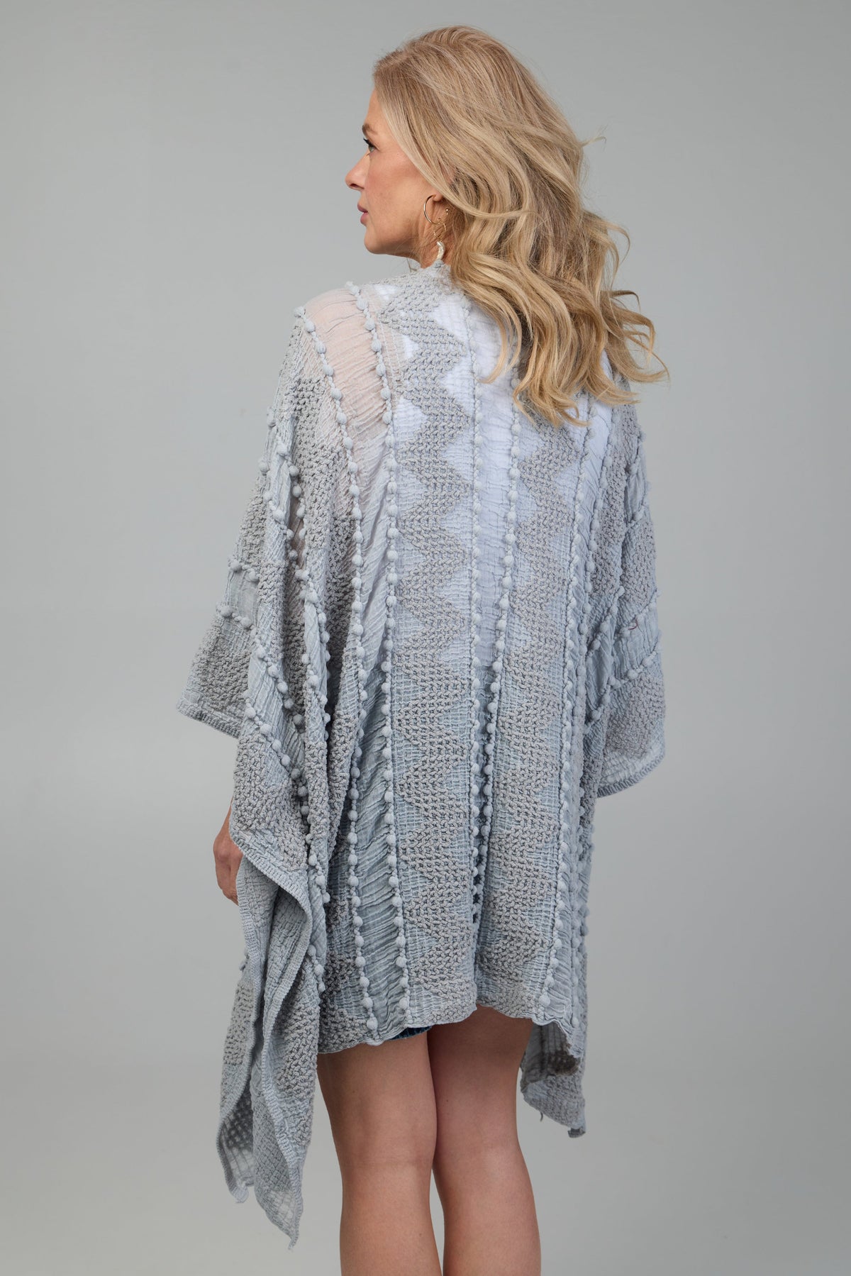 Bohemian Textured Kimono - Light Grey