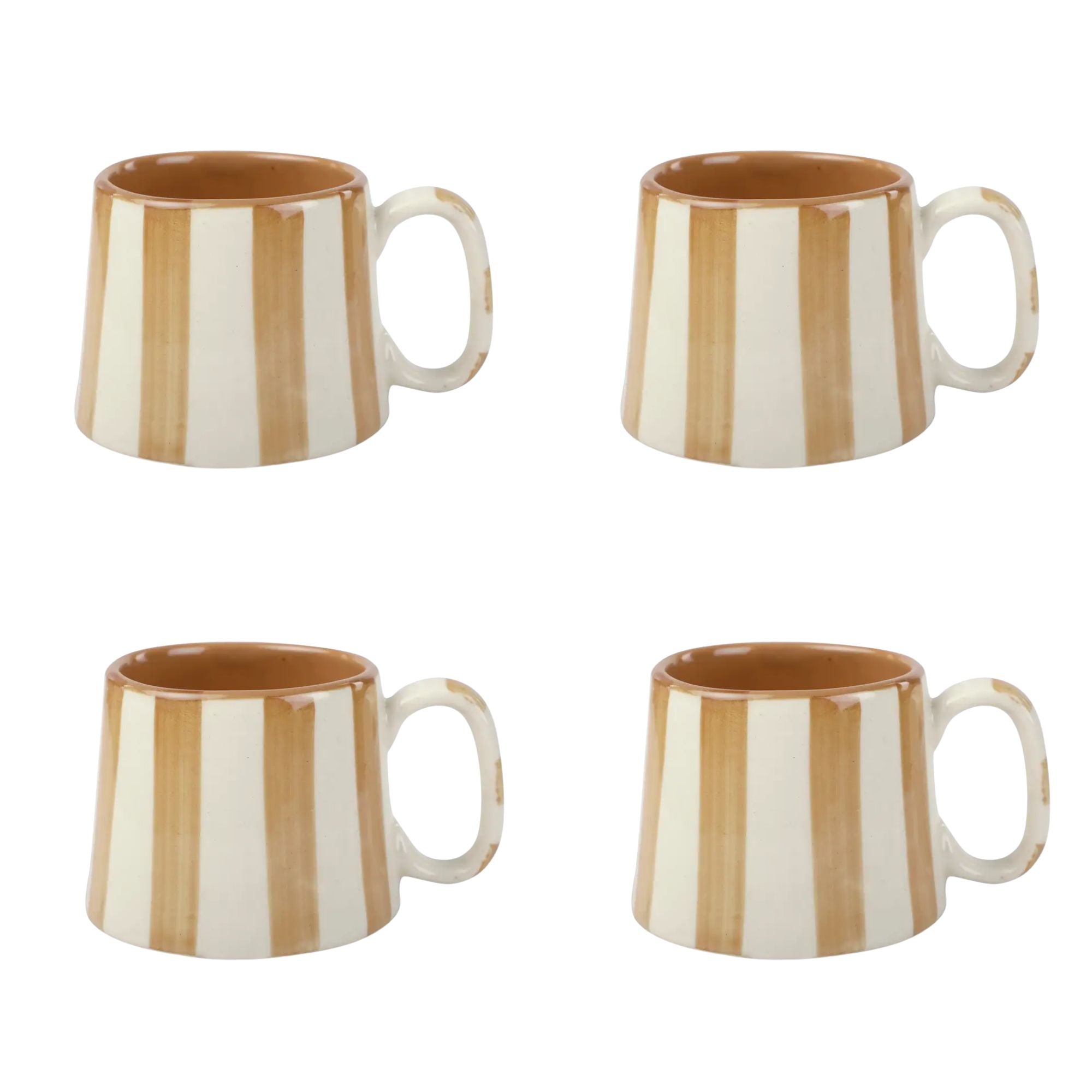 Ceramic Brown Stripe  Coffee cup - 3.5 x 2.5 Inches ( Set of 4 )