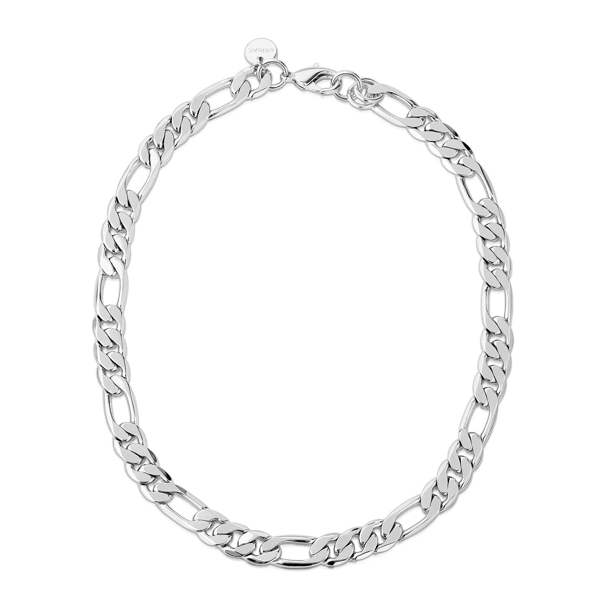 Silver Figaro chain necklace on Axel Necklace product shot