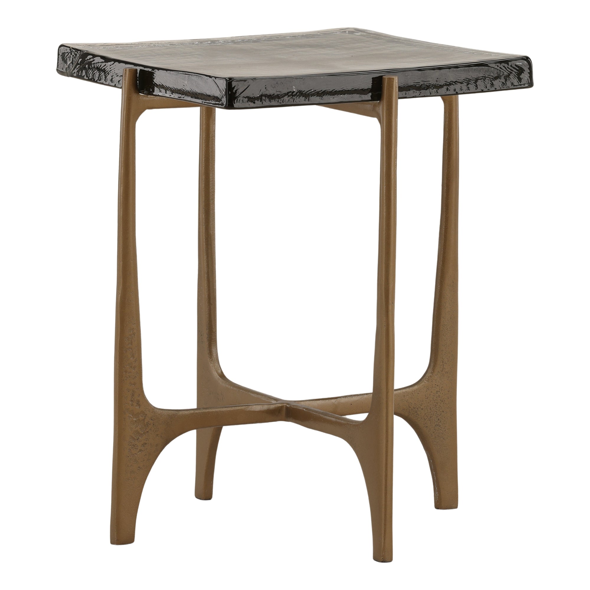 Caspian Glass and Aluminum Side Table
