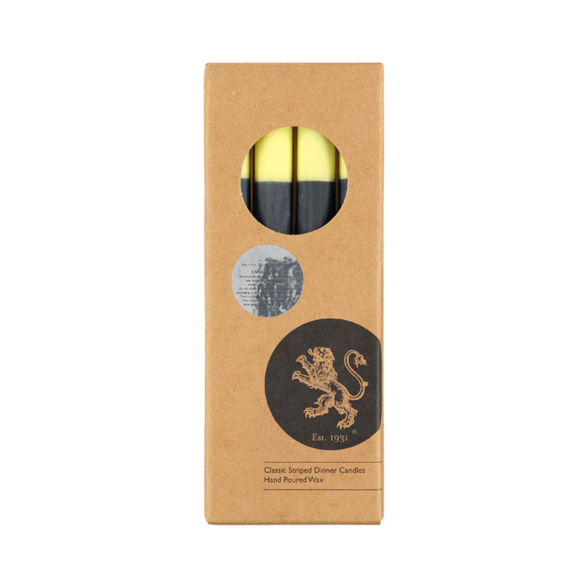 S/4 ABSTRACT Striped Olive, Indigo & Jasmine Dinner Candles