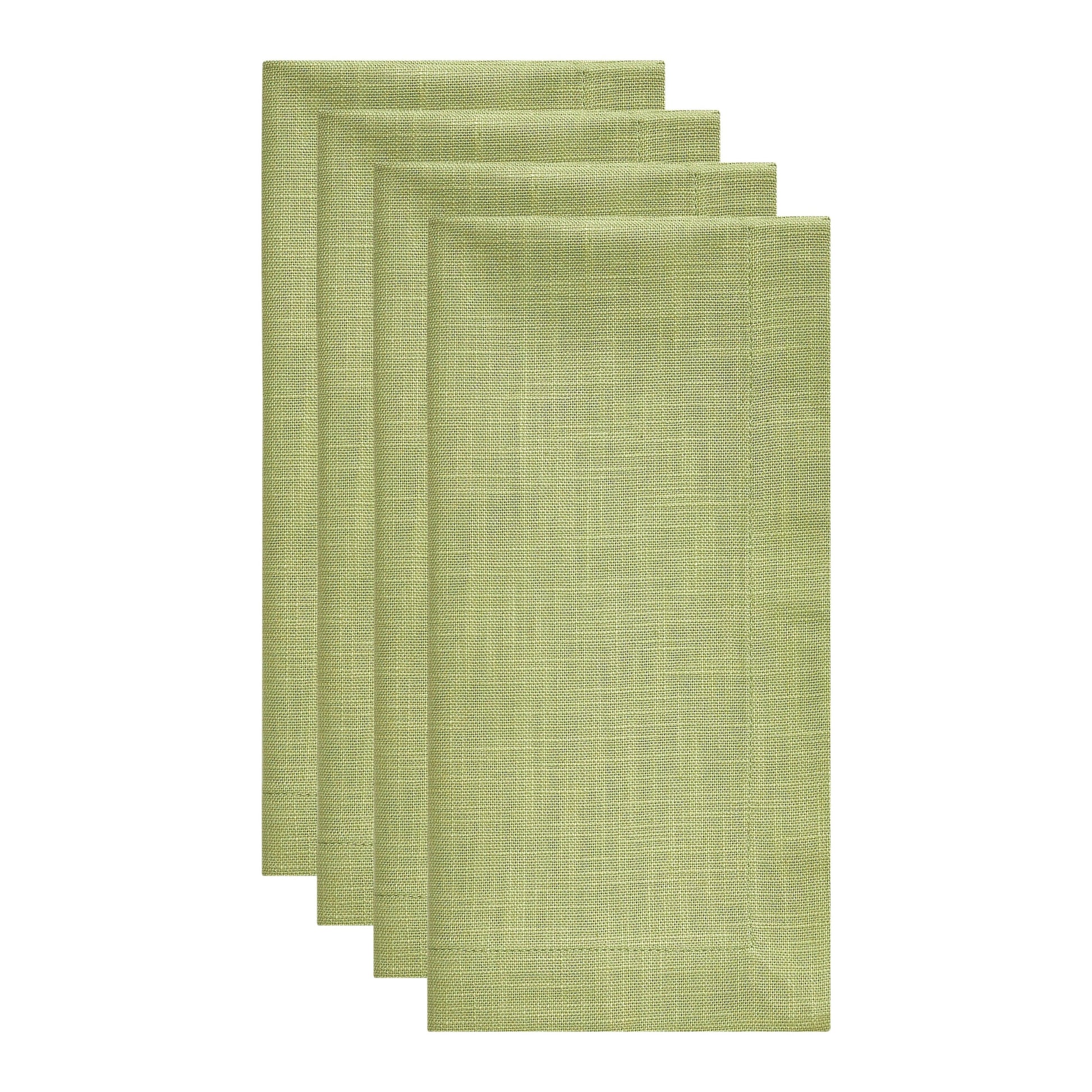 NP-4805-2020_2|Four folded lime green fabric napkins for elegant table settings. Reusable, washable dining accessories for entertaining.