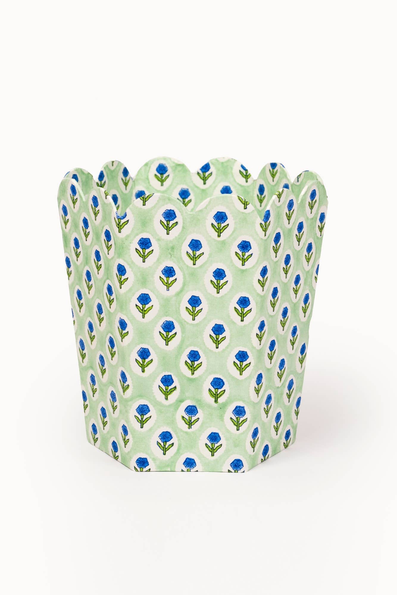Block Print Storage /Waste Basket - Mint (Collapsible)