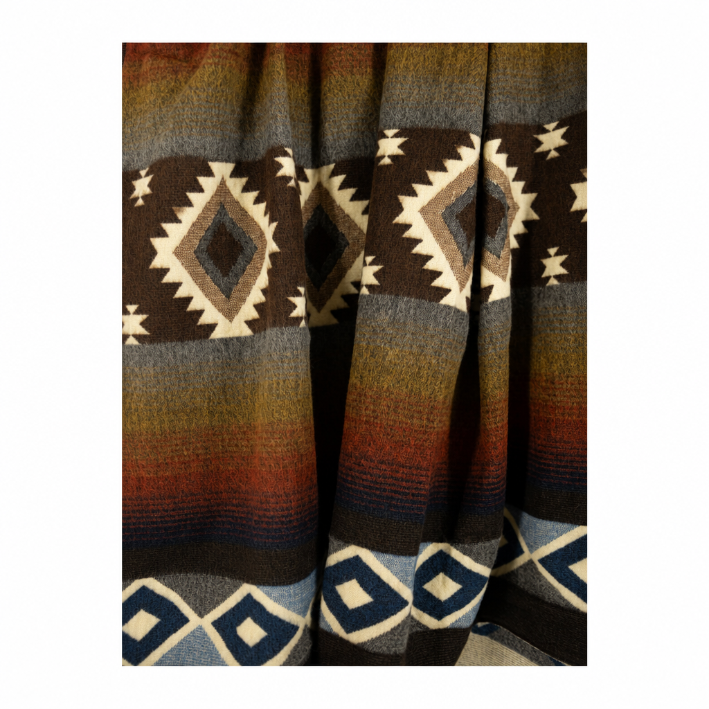 Sunset Diamond reversible handwoven alpaca throw blanket, Yachana Collection, made in Ecuador