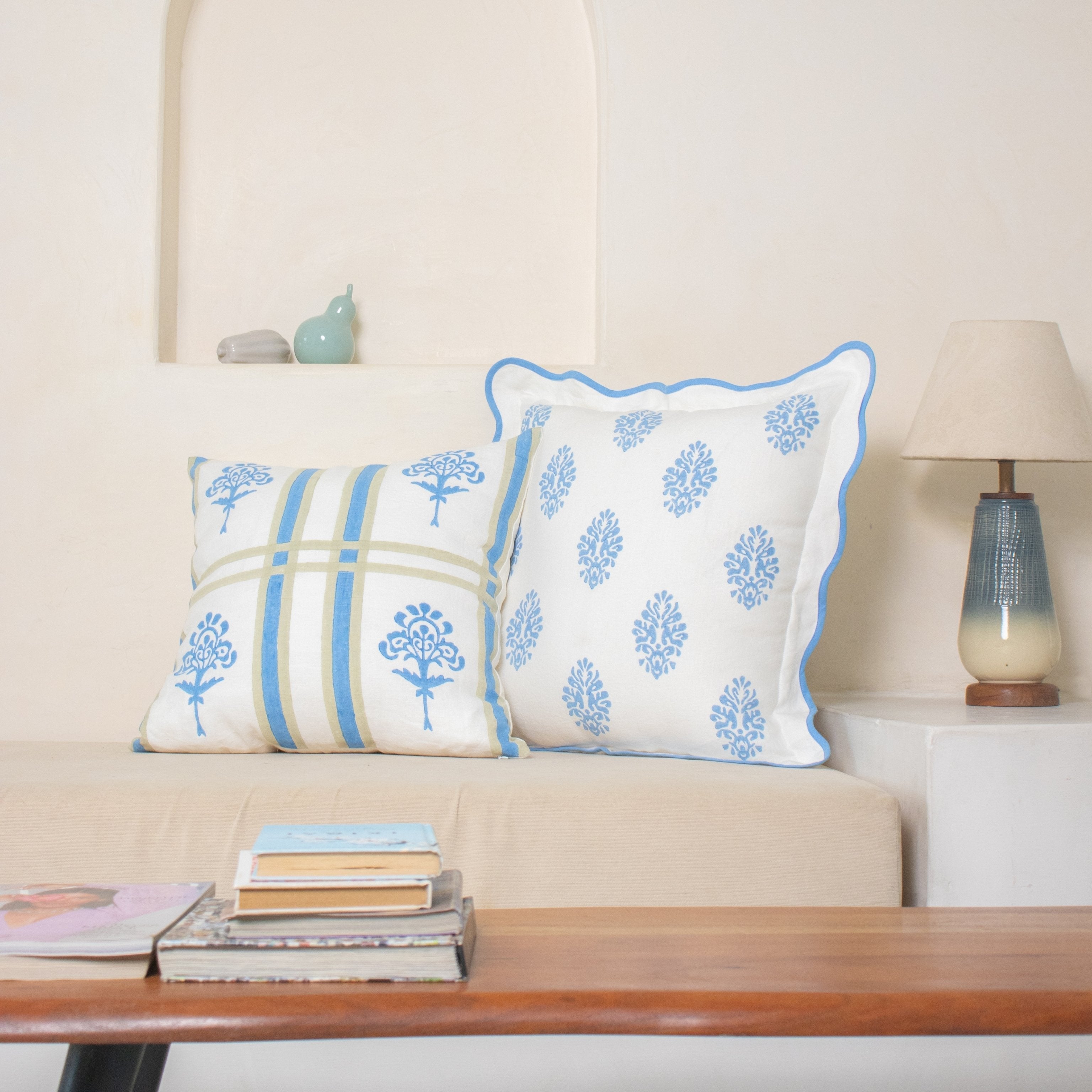 Ira - Pure Linen Throw Pillow Cover - Cornflower Blue