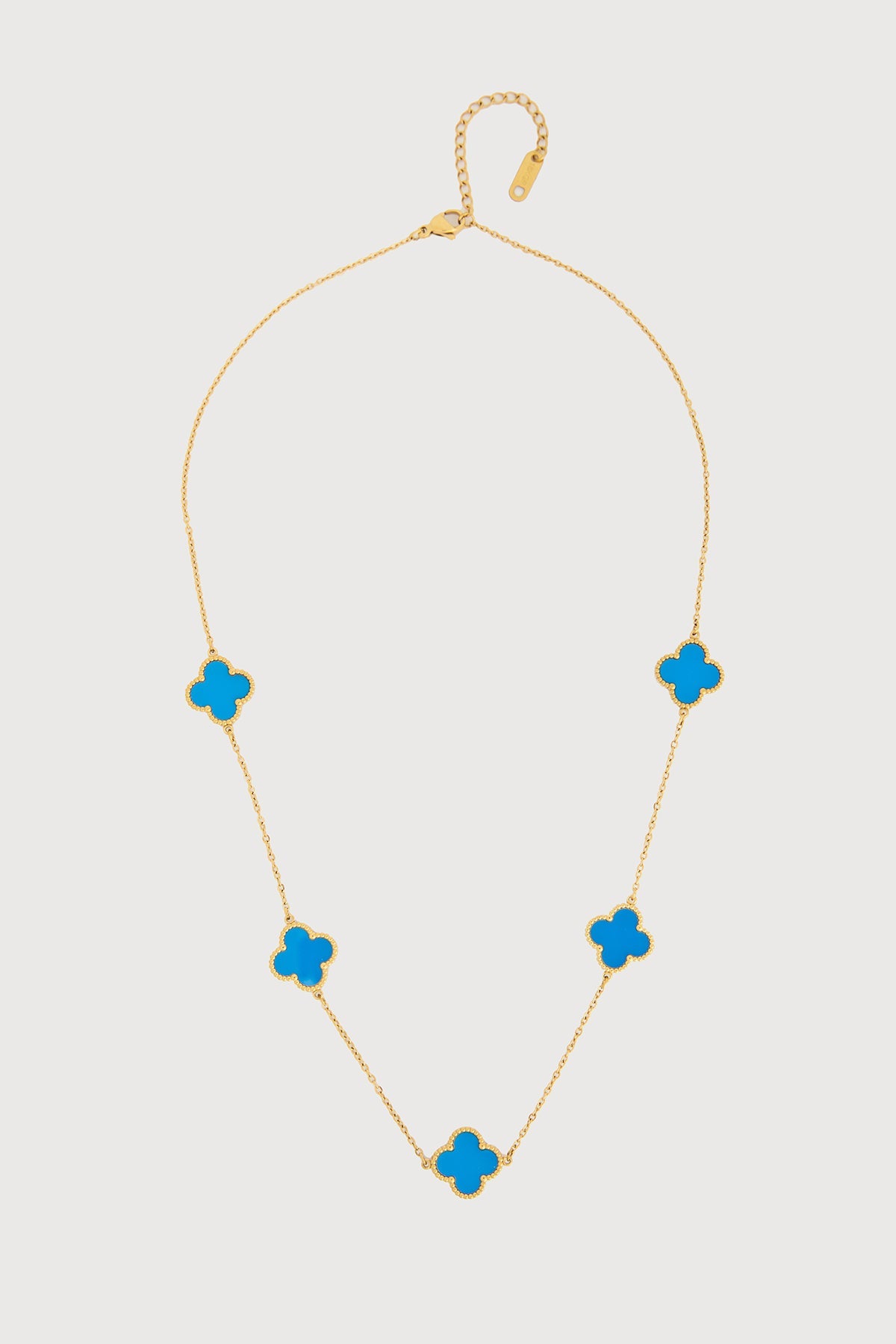 Multi Clover Charm Necklace - Blue