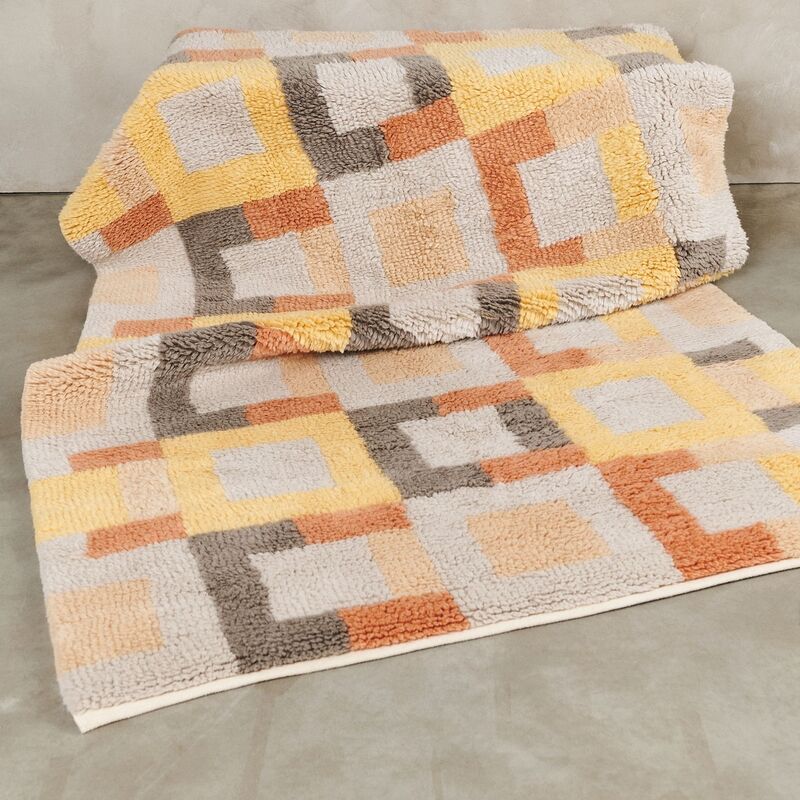 Shale Geometric Pattern Plush New Zealand Merino Hand-Knotted Rug In Warm Hues