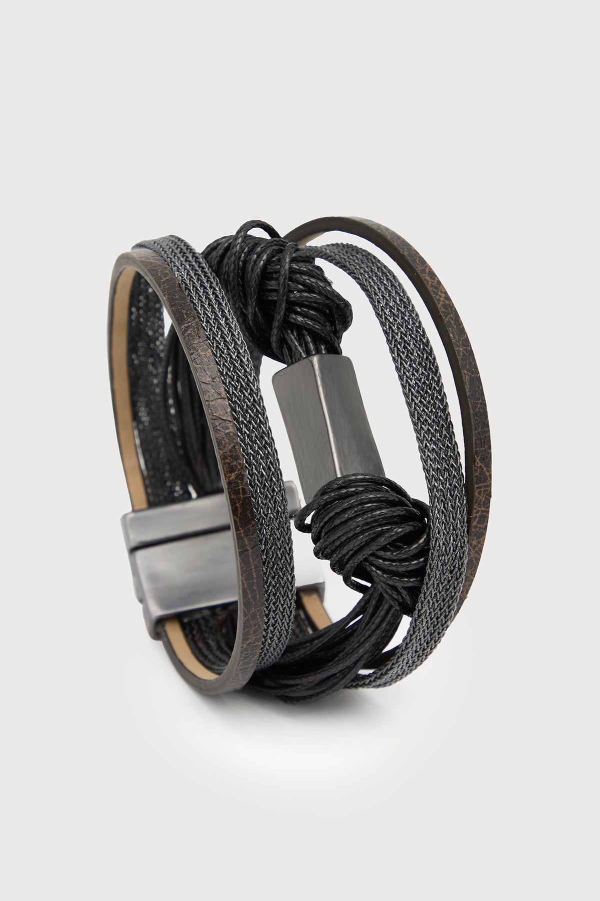 Rectangle Charm Cord Bracelet - Black