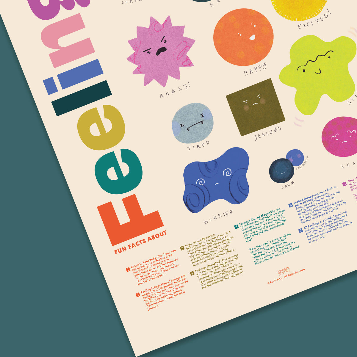 Fun Facts About Feelings - Illustrated Emotions Poster by Fun Fact Co. - CU