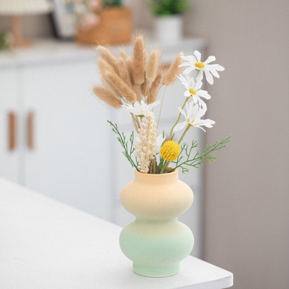 Handmade Ceramic Gradient Vase, Dopamine Geometric Matte Flower Vessels - Vases - Ceramic Gradient Vase - A - INSPECIAL HOME