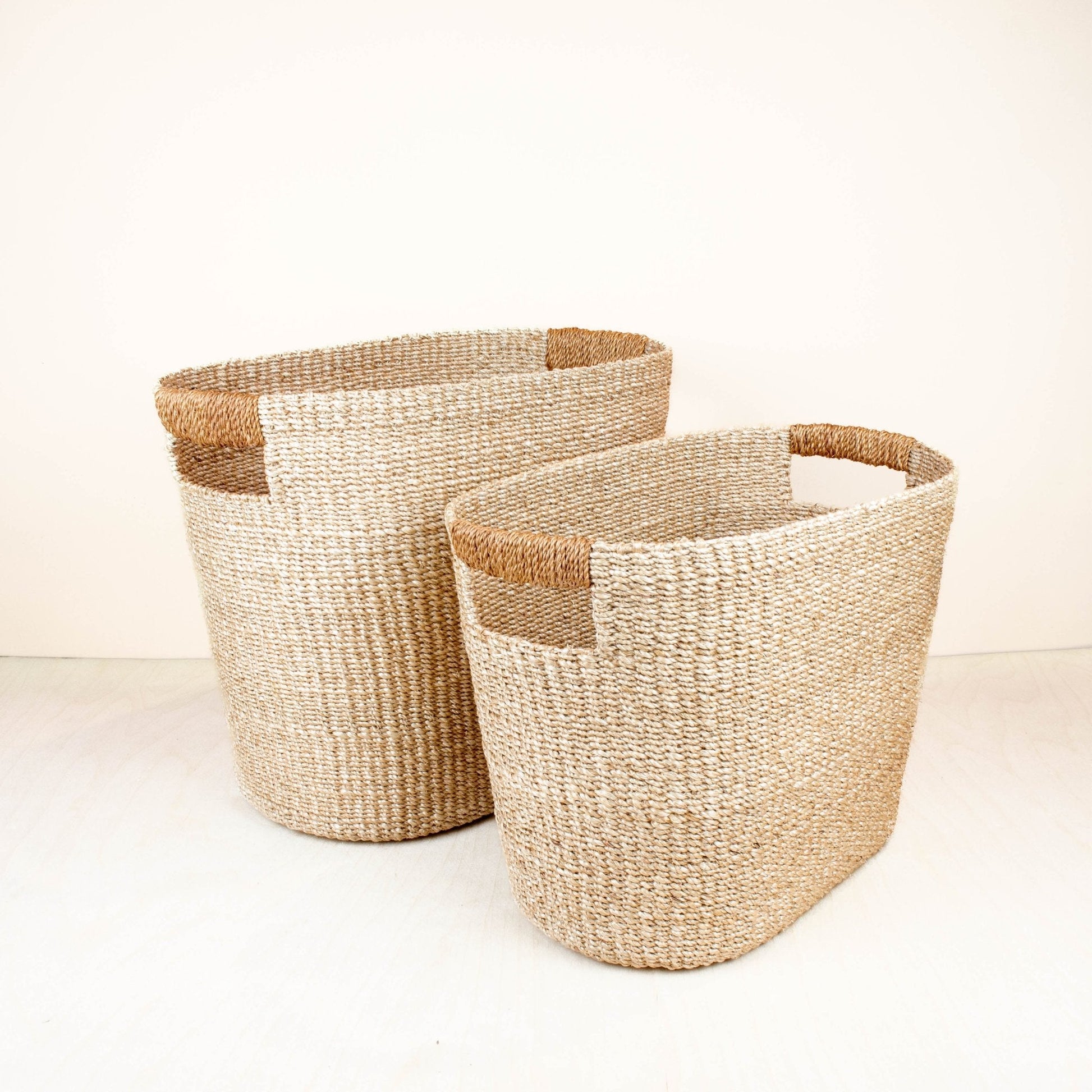 Baskets - Tan Oval Woven Baskets, set of 2 - Straw Baskets | LIKHÂ - LIKHÂ