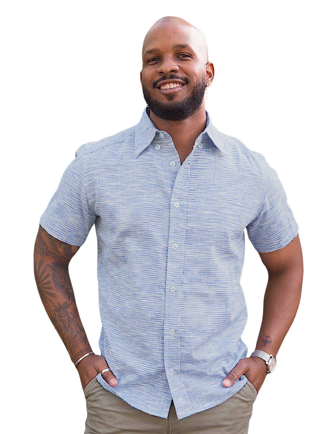 Light Blue Men's Button Down Shirt - Passion Lilie