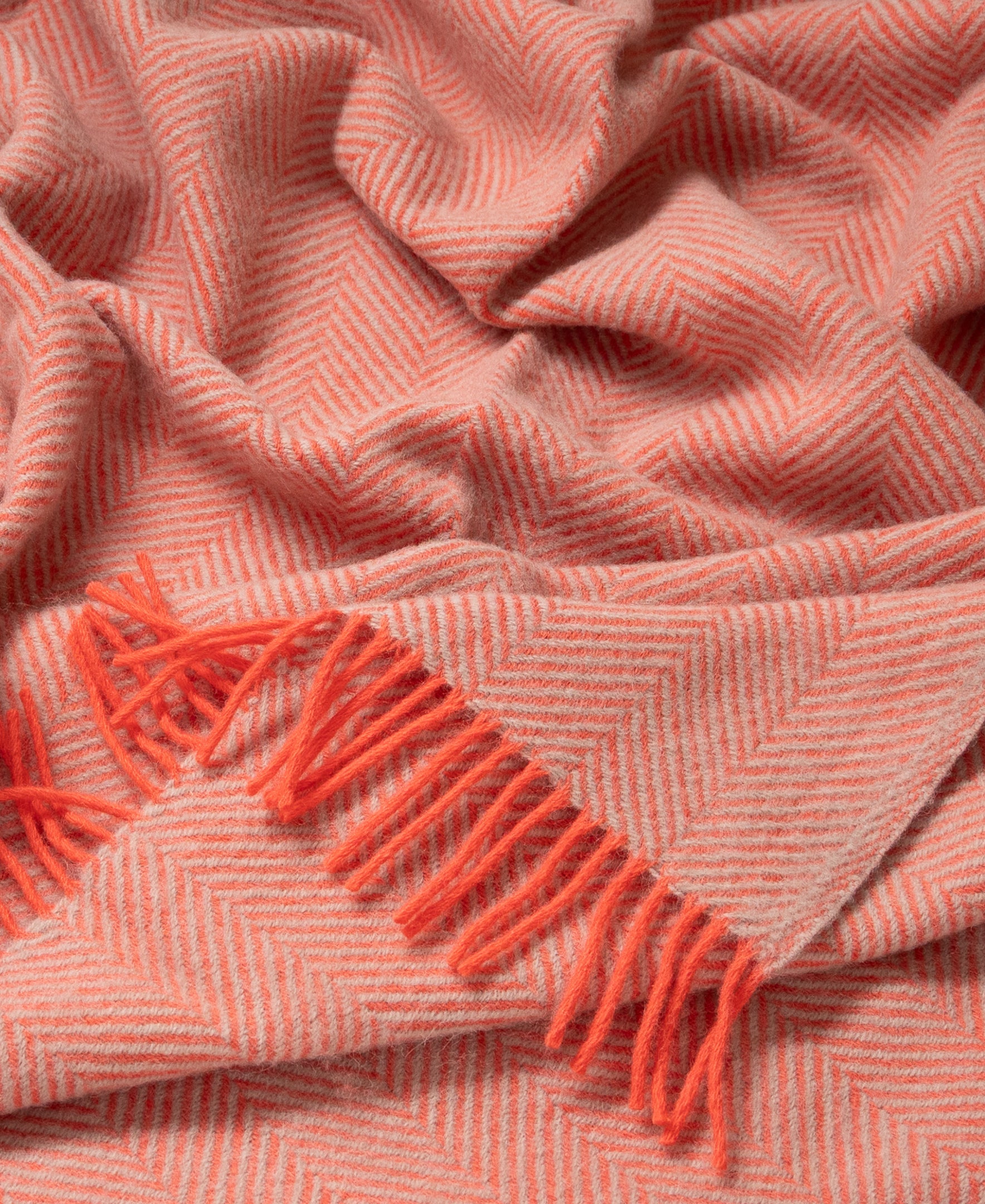 Highland Tweeds Herringbone Pure New Wool Throw ~ Flamingo ~-Throws and Blankets-[bar code]-Prince of Scots