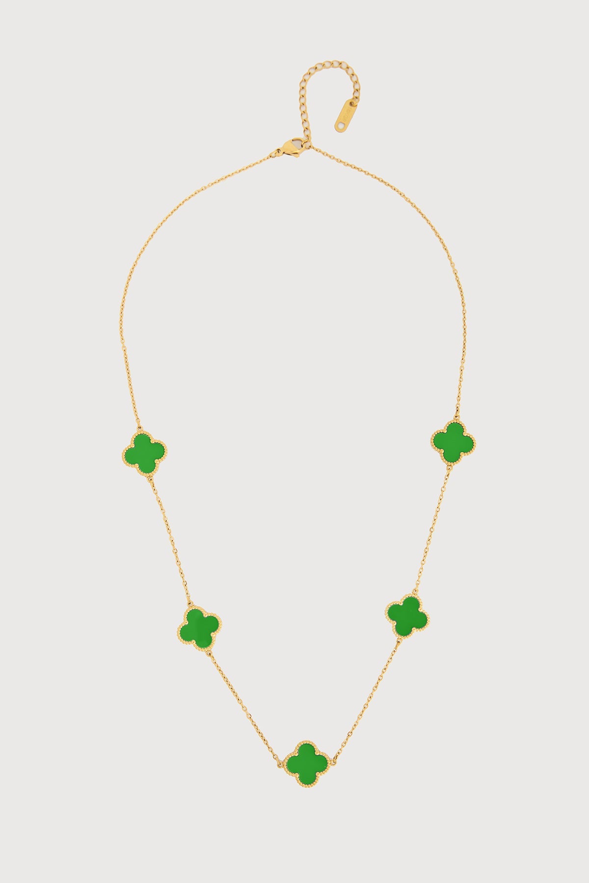 Multi Clover Charm Necklace - Green
