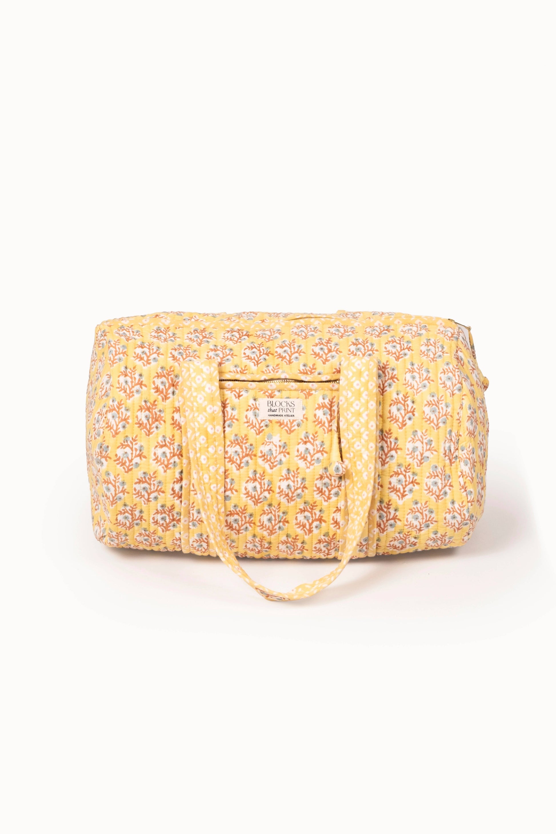 Sunwashed Mogra Block Print Quilted Duffle Bag