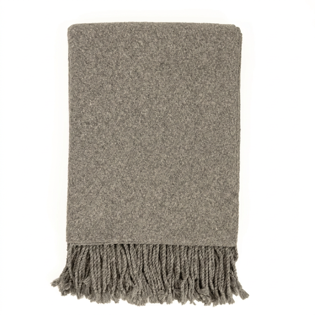 Graphite handloomed undyed baby alpaca & Peruvian Pima cotton throw blanket, Kulsi Collection, made in Peru