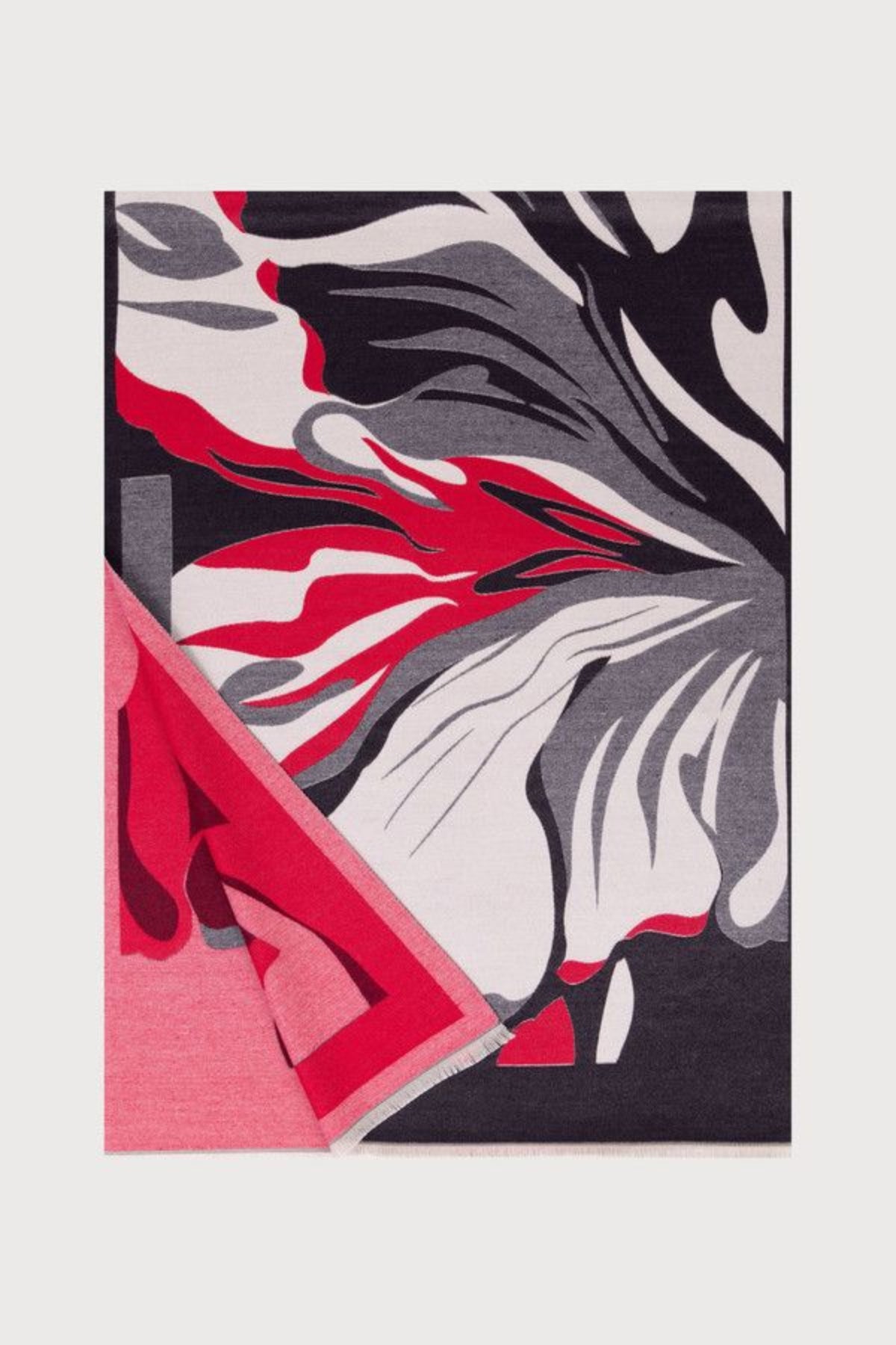 Abstract Bloom Reversible Scarf - RED