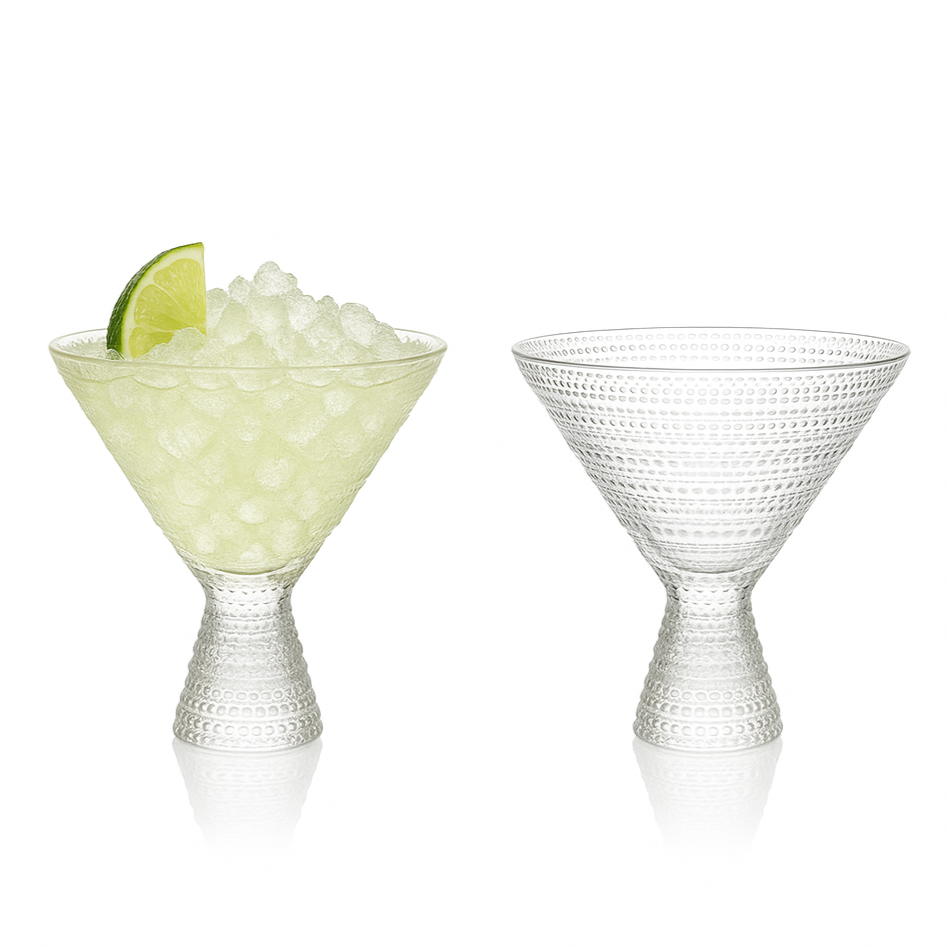 Clear Hobnail Martini Glasses - Embossed Martini Glasses 9oz
