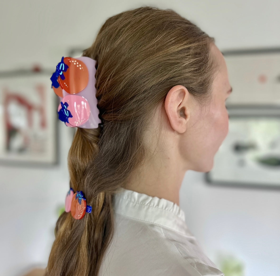 Pink and orange persimmons hair claws