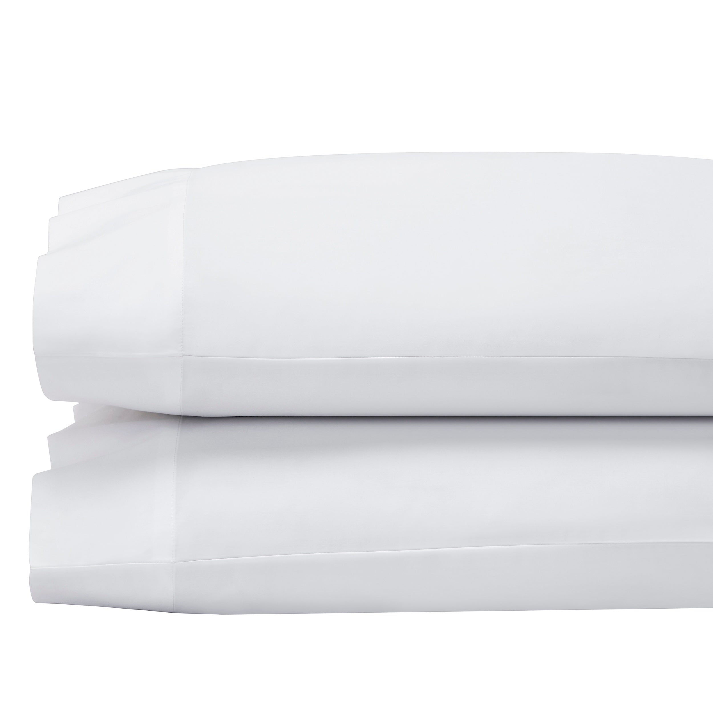 ASP-535-X_1|Stack of pure white 100% cotton luxury sheets for ultimate comfort and softness. Premium quality bedding, durable and breathable.