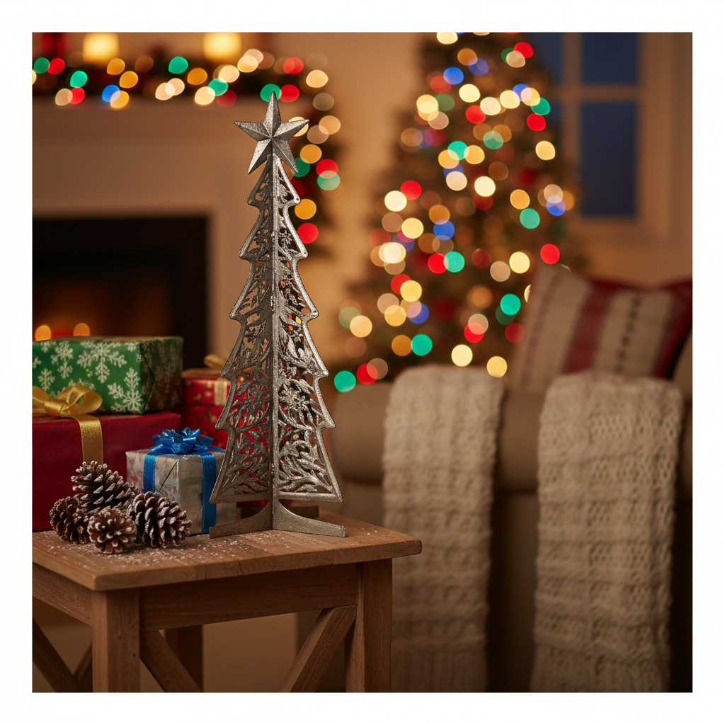 Tall 3D Christmas Tree - Holiday Living Room Lifestyle