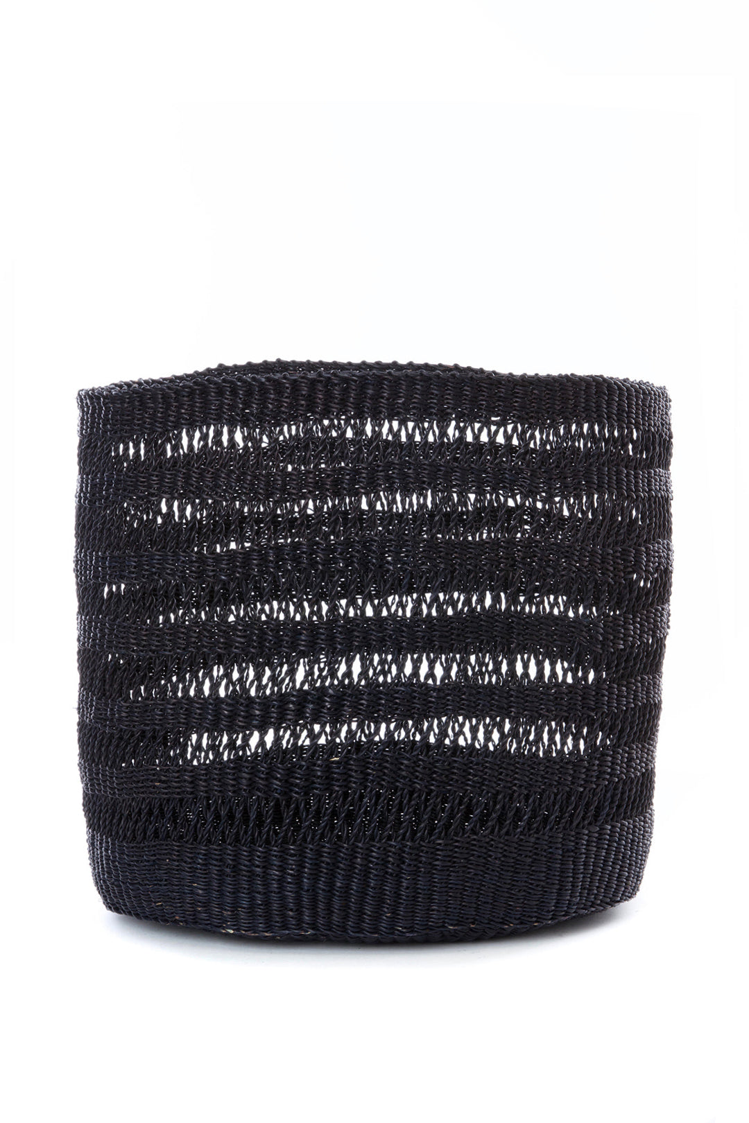 Raven Lace Weave Basket Bin from Ghana - Medium