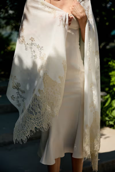Luminous Lace Shimmer Scarf - Cream